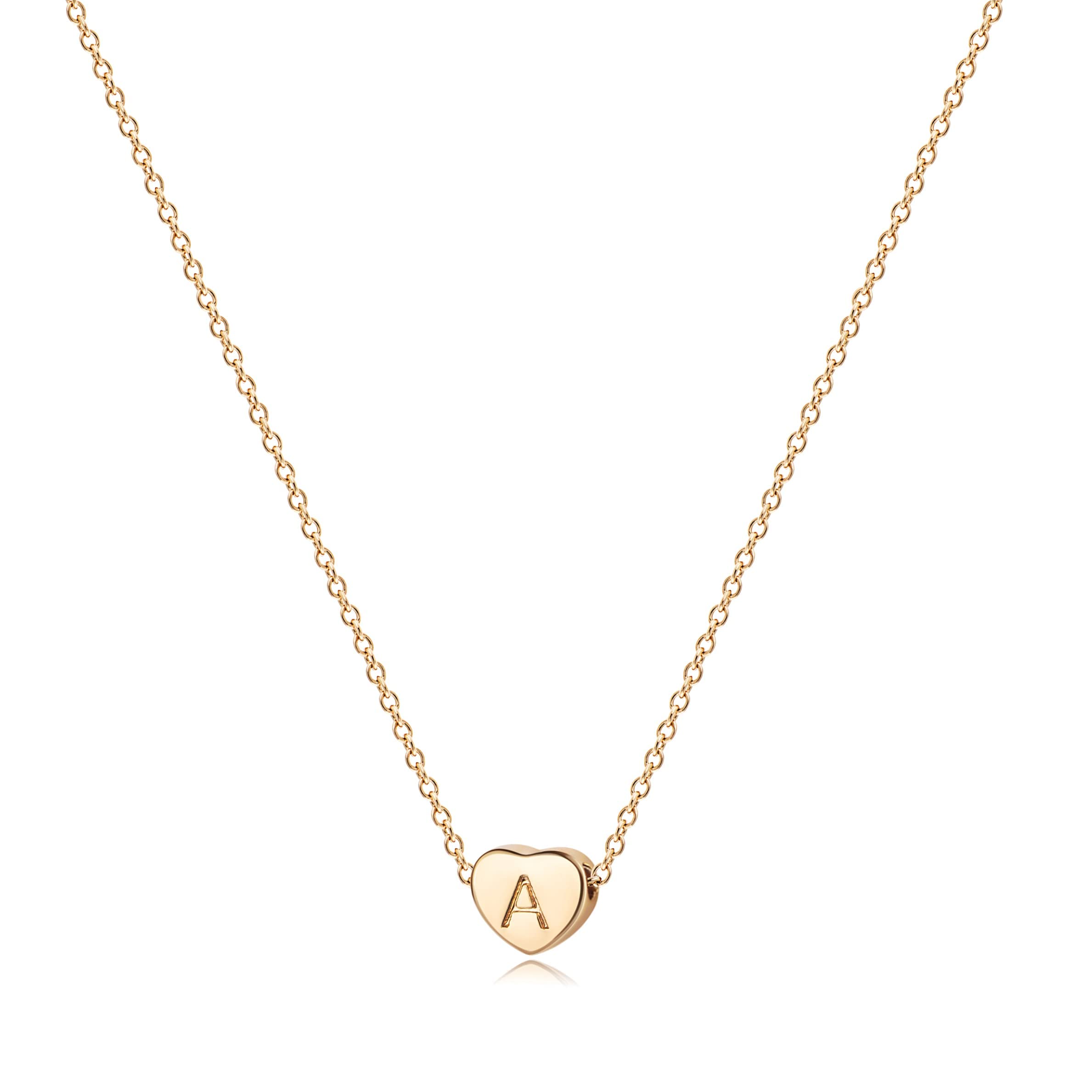 Tiny Gold Initial Heart Necklace-14K Gold Plated Handmade Dainty Letter Heart Necklace for Women Necklace Jewelry