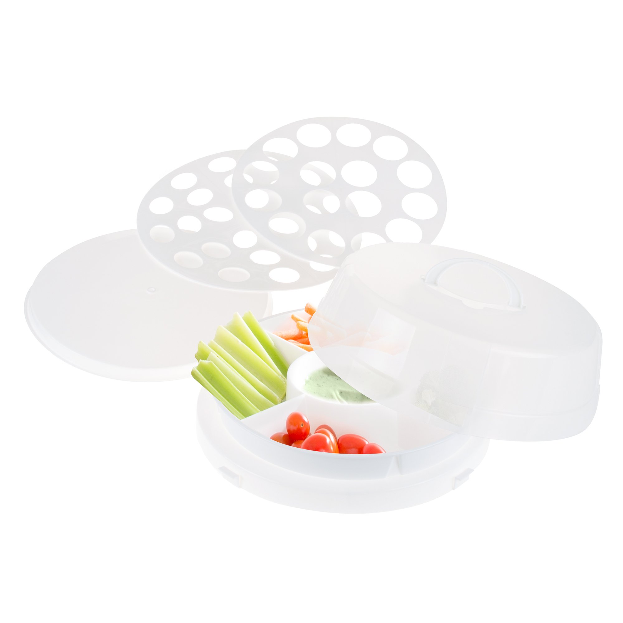 Classic Cuisine 4 in1 Veg & Dip, Bakery, Eggs Party Tray Travel Set, White