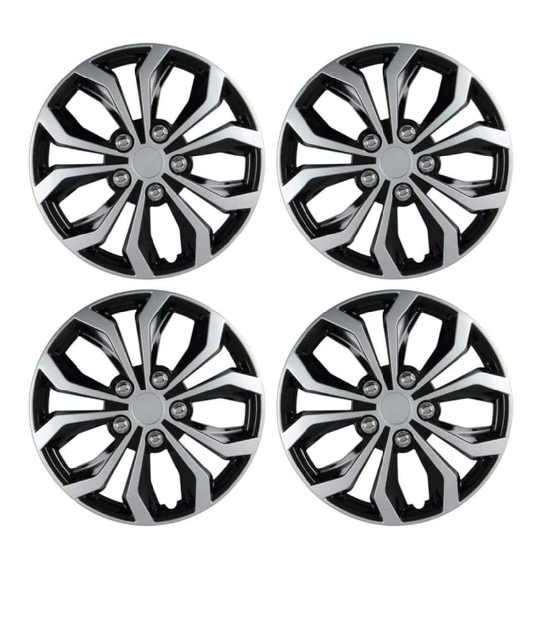 KRISHNA TRADE Universal design Wheel Cover Cap for all 15inch car Rim Size -Black and Silver - Set of 4 Pcs