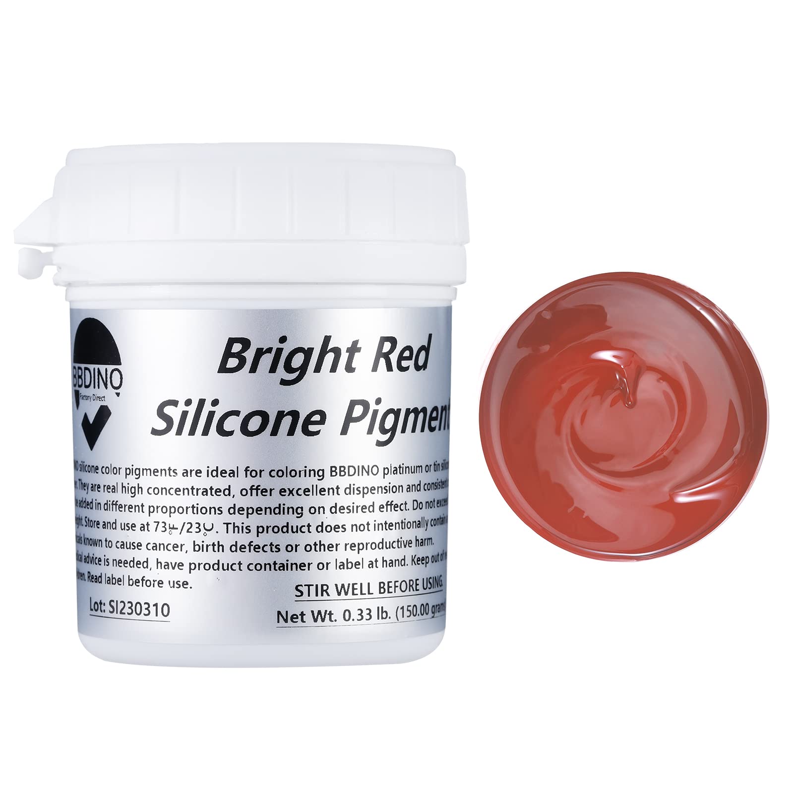 BBDINO Silicone Pigment, Real High Concentrated Liquid Silicone Dye/Colorant, Ideal for Silicone Dyeing/Coloring and Silicone Mold Making etc.(0.33 lb./0.15 kg. Red)