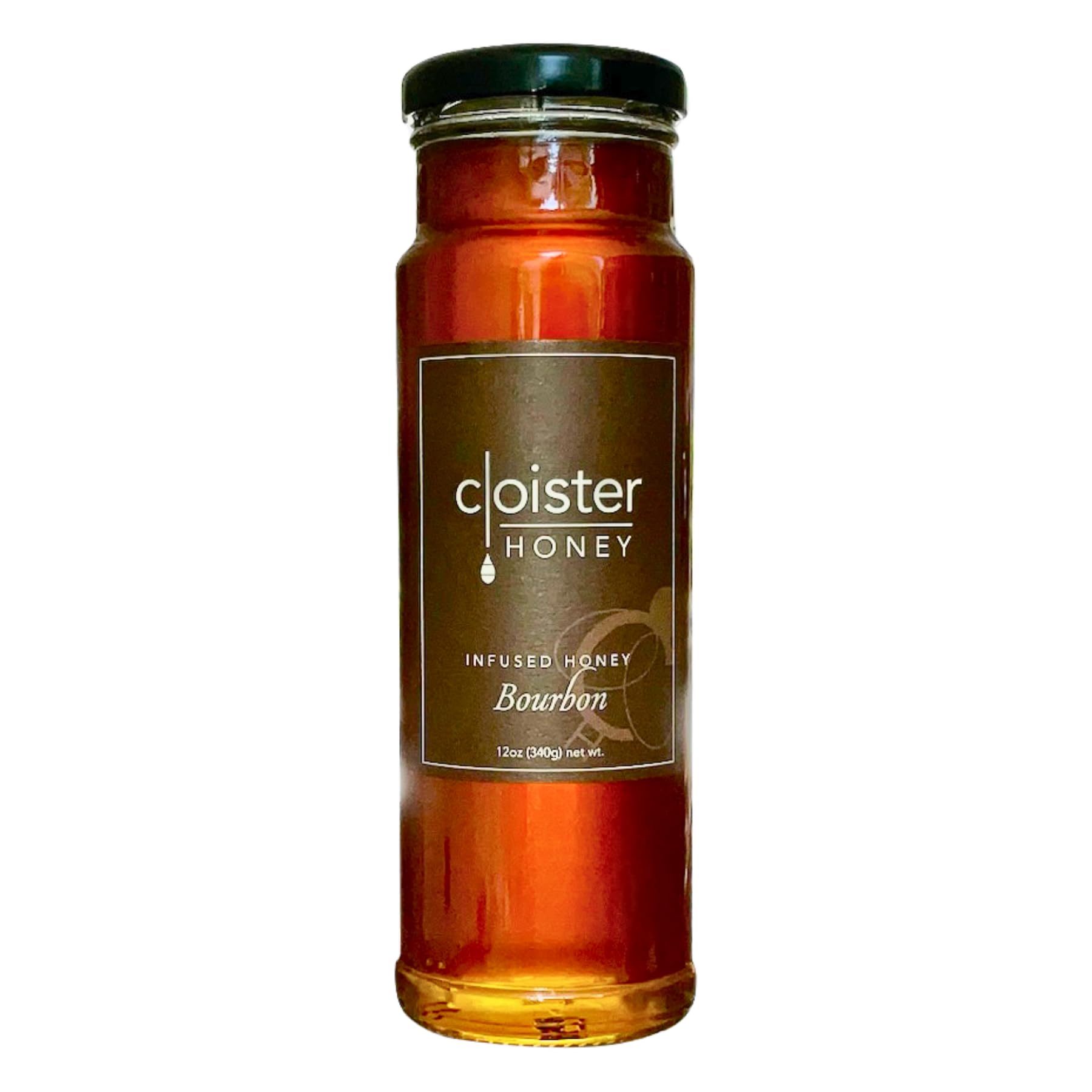 Cloister Honey Infused Honey - Bourbon (12 oz) | Hand Crafted | Raw Artisan Honey | 100% Pure, Raw & Unfiltered | All Natural | Made in USA |