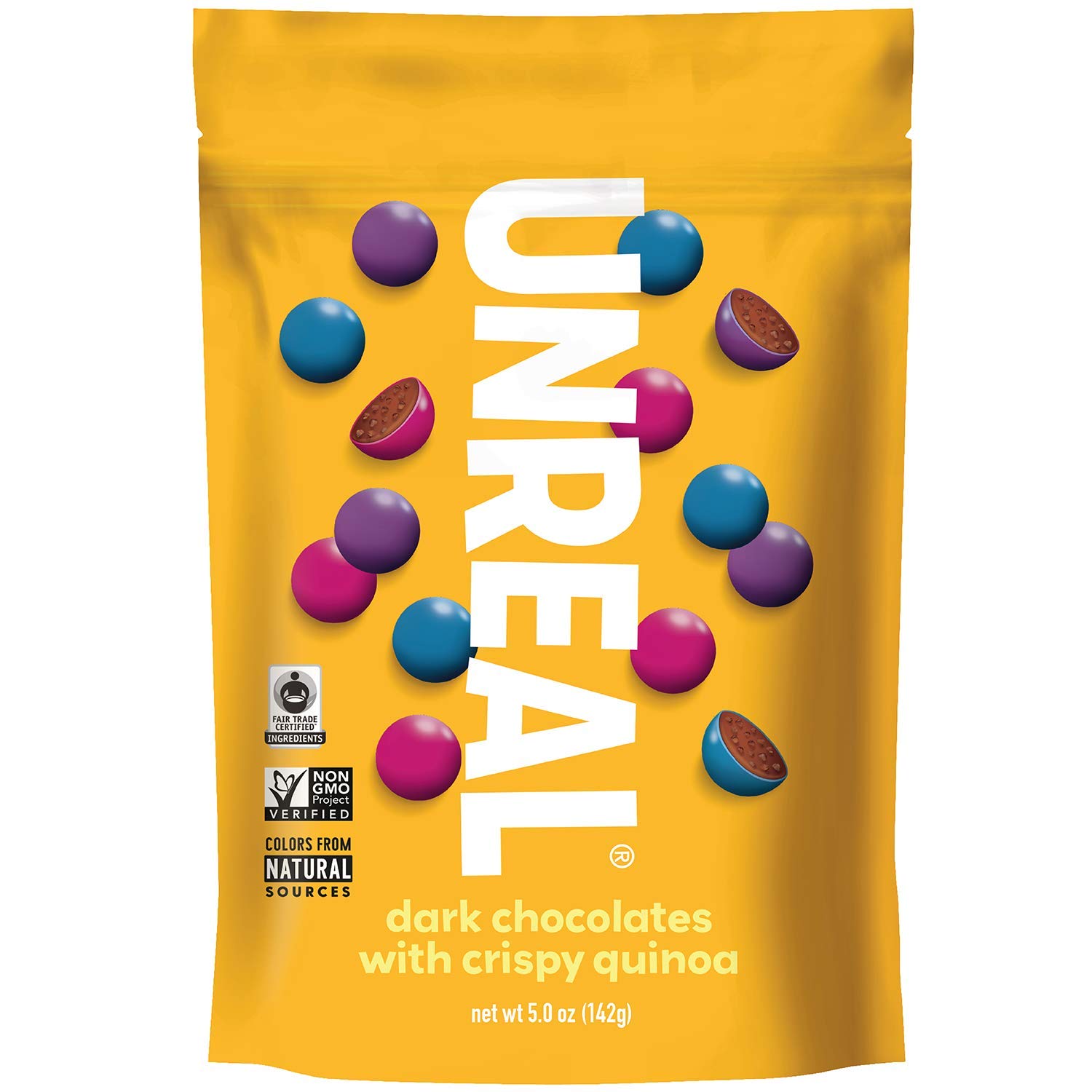 UNREALCandy Coated Chocolate Crispy Quinoa Gems Bag, 5 Ounce