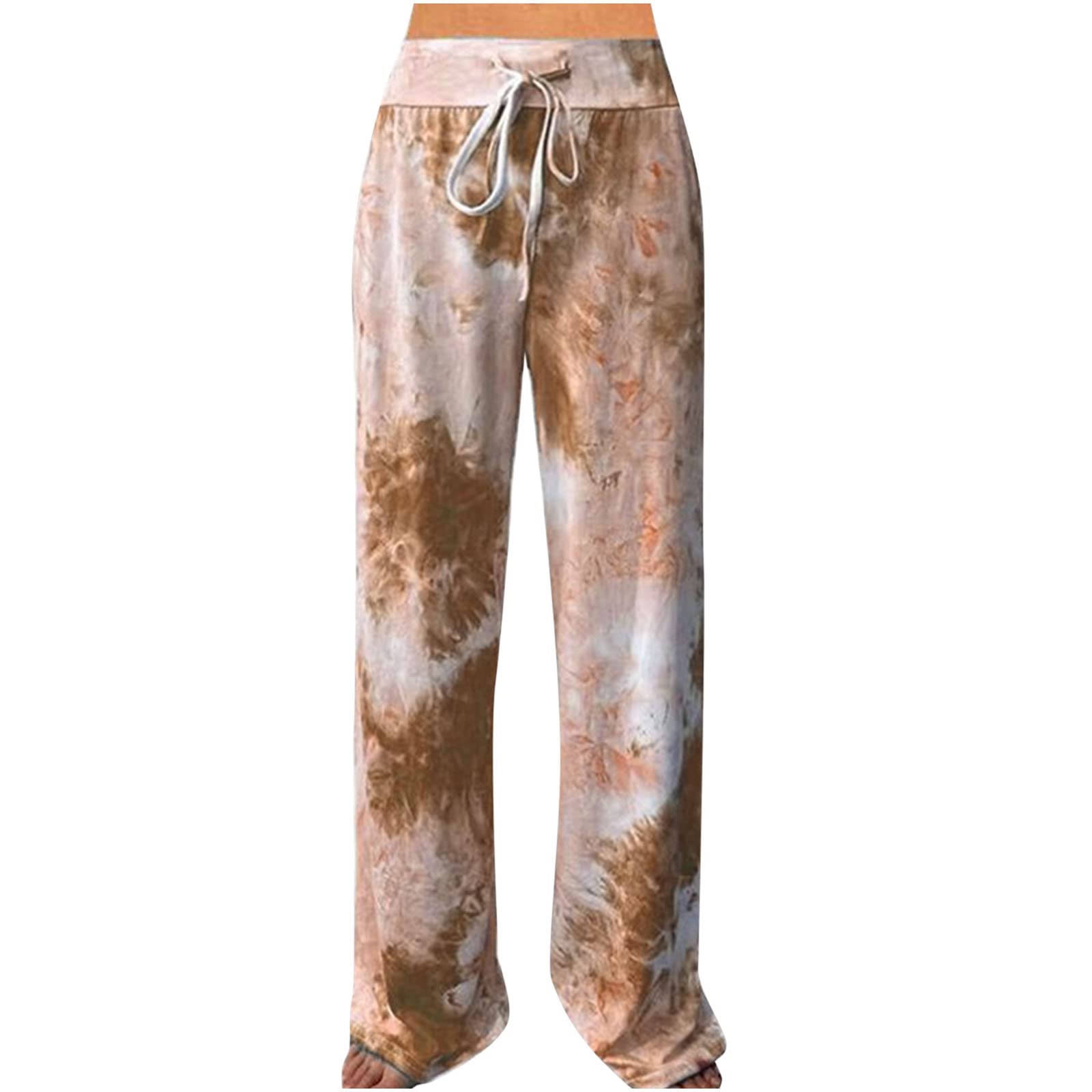 RYDCOT Sweatpants Women Straight Leg Tie-Dye Wide Leg Pants Loose Fit Summer Elastic Waist Baggy Pants Drawstring Trousers