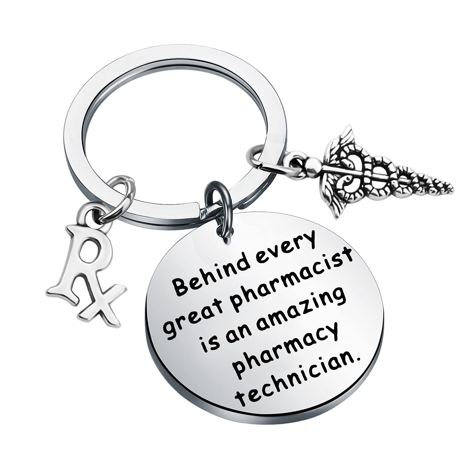 SEIRAA Pharmacy Pharmacist Gift RX Jewelry Behind Every Great Pharmacist is an Amazing Pharmacy Technician Keychain