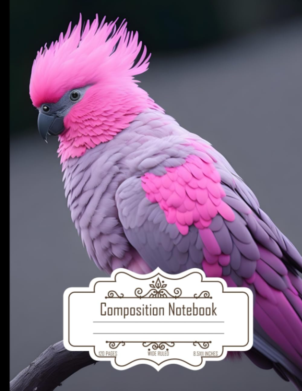 Composition Notebook Wide Ruled: Galah Cockatoo, Vibrant Pink and Grey Feathers, Size 8.5x11 Inch, 120 Pages"