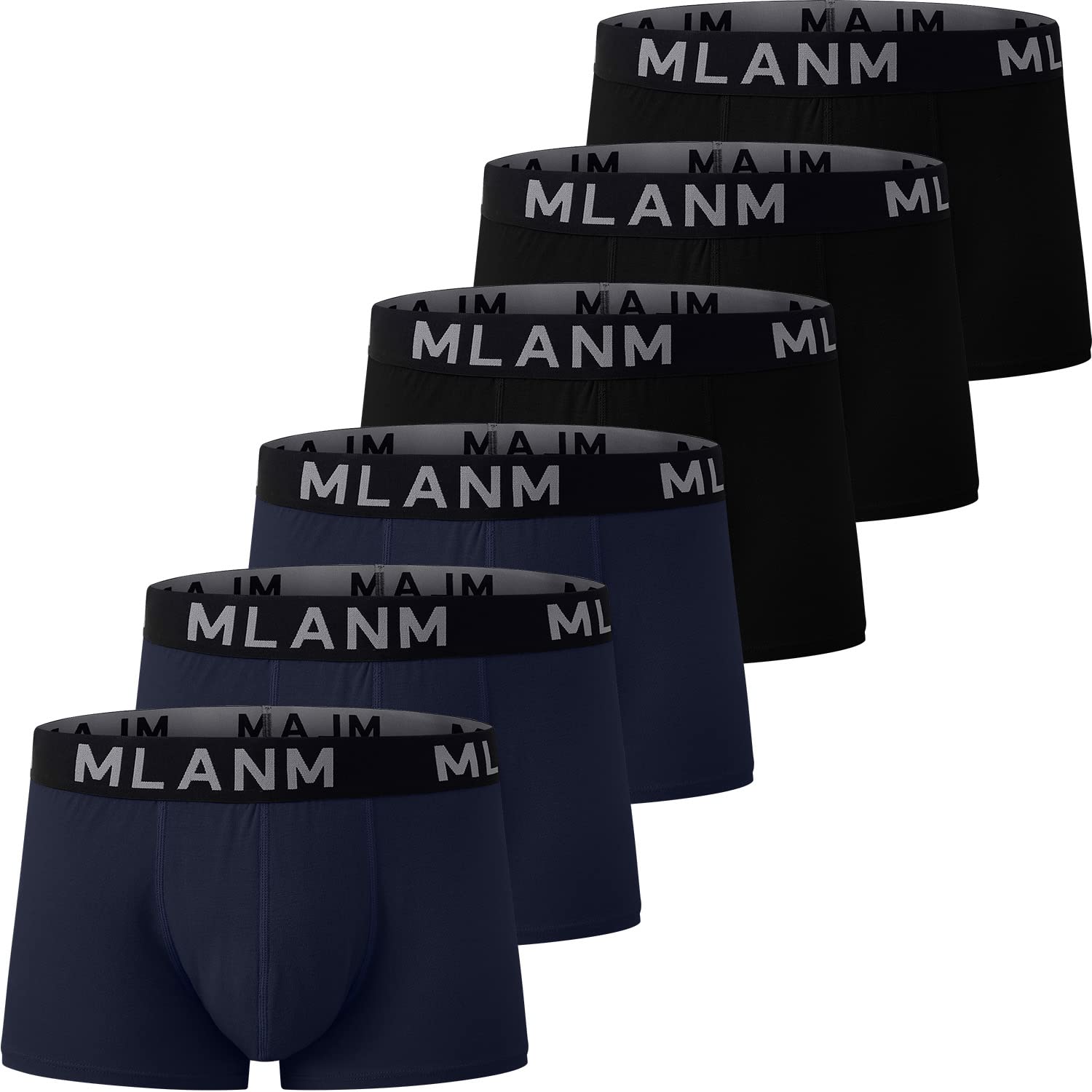 MLANM Mens Boxers Shorts Multipack 6 Pack Men's Fitted Boxer Hipsters Comfortable Cotton Mens Underwear Trunks