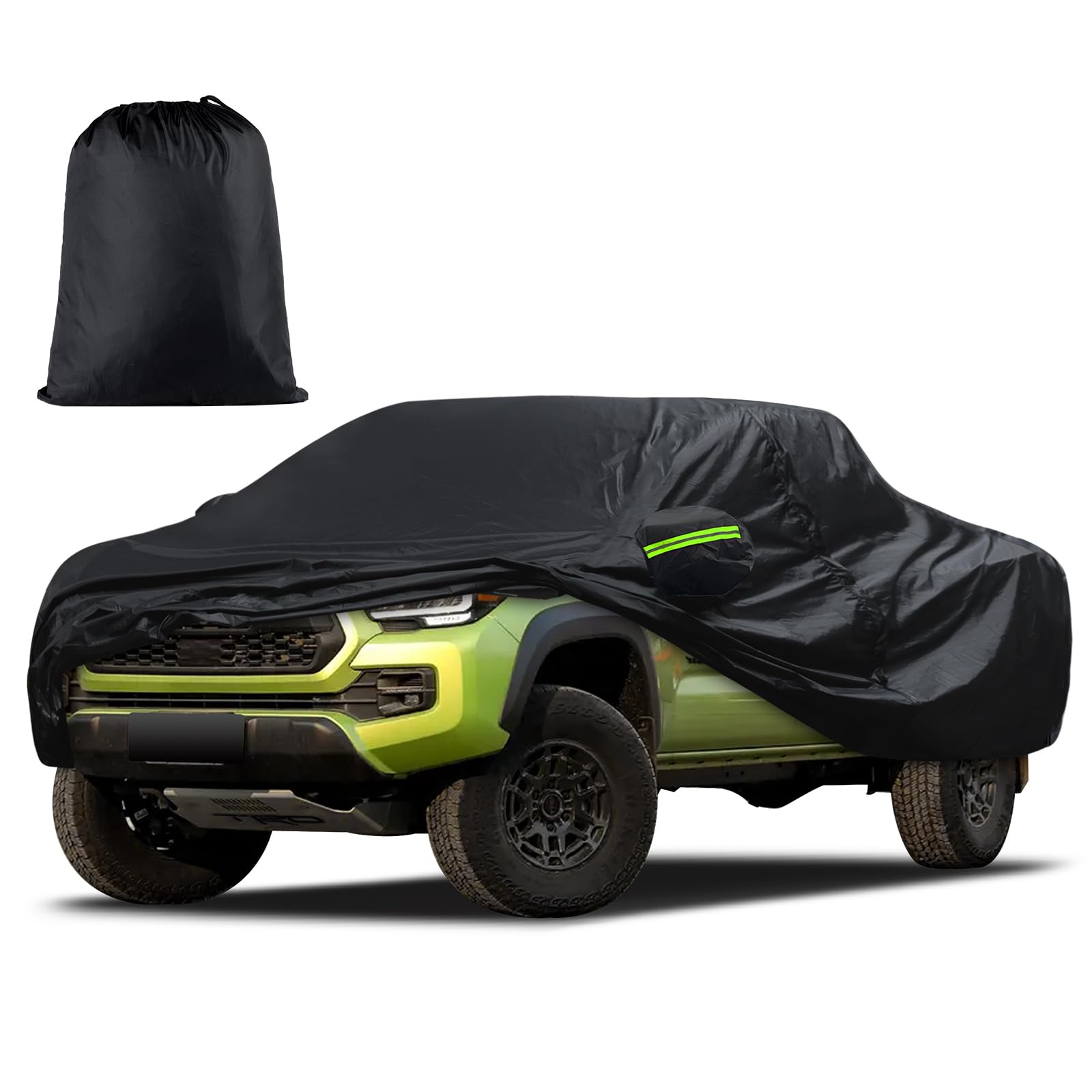 Car Cover Custom Fit for Toyota Tacoma 2005-2023, Waterproof All Weather for Automobiles Full Exterior Cover Rain Sun Snow Protector with Door Zipper Black