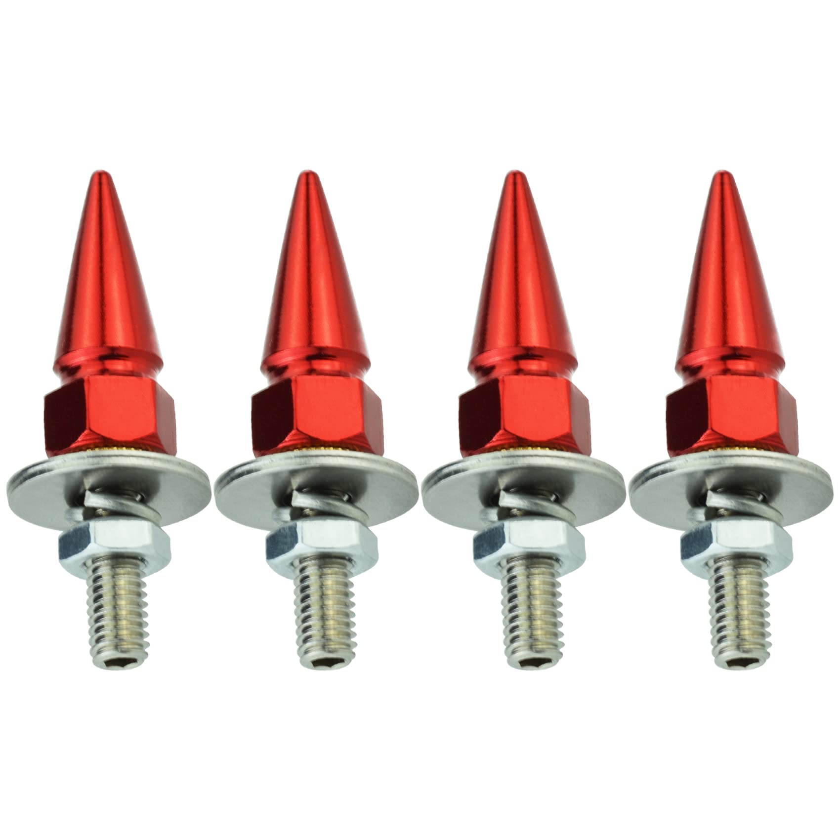 Abfer Car License Plate Screws Spike Shape License Plate Fasteners Bolt 4Pcs Anti Theft License Plate Screw Frame Kit Fit for Most Vehicle Motorcycles Trucks (red)