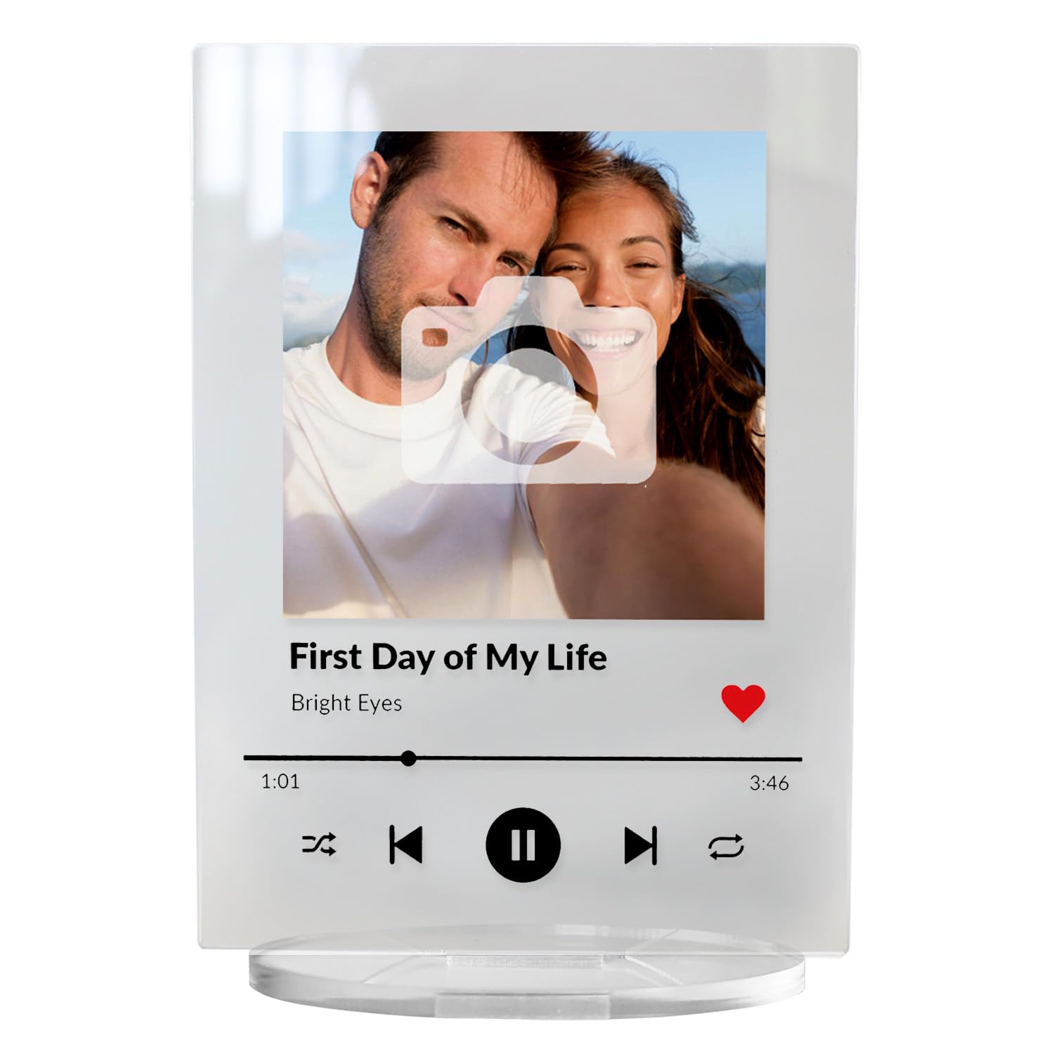 1 Personalised Custom Upload Your Image Photo Spotify Music Style Song Portrait Acrylic Plaque and Stand. Gift for Christmas, Valentines, Mothers Day. 140mmX 100mm Primary Teaching Services