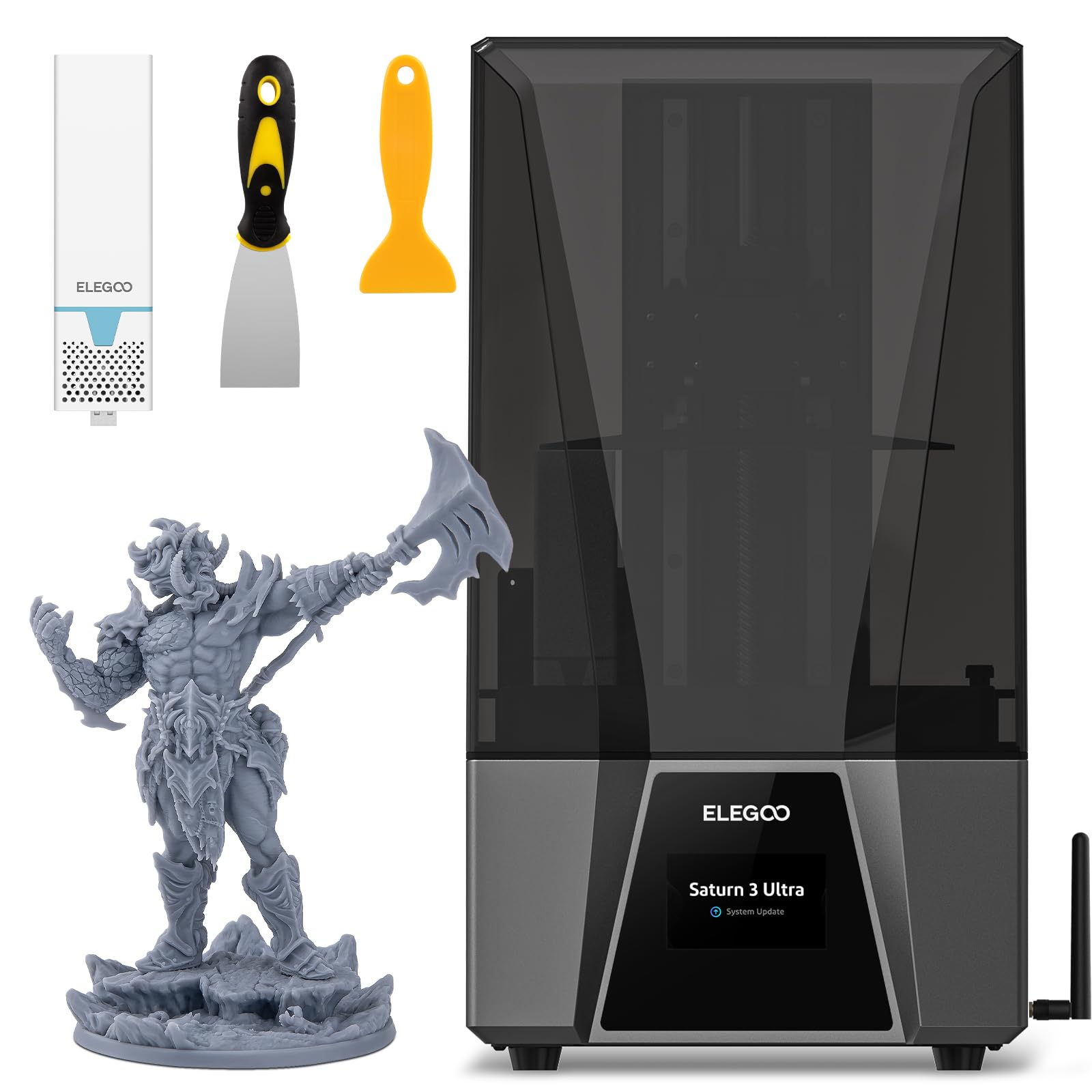 ELEGOOSaturn 3 UItra MSLA 3D Printer, 10-Inch 12K Mono LCD, Powerful Linux System, High-Speed Wifi Transfer, 4-Inch IPS Touch Screen, Large Printing Size of 8.61x4.83x10.23Inch