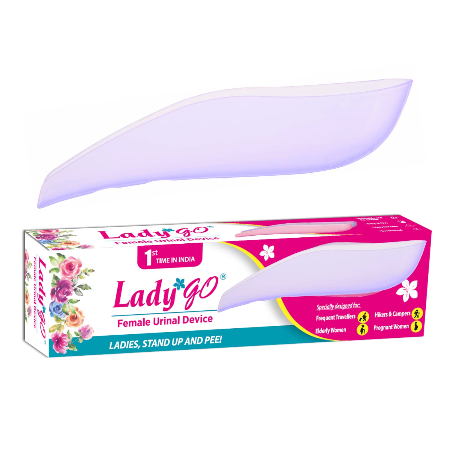 LADY GO Reusable Female Urination Device For Women|Light Weight,Portable,Leak-Proof Stand&Pee Funnels For Women,Girls Use In Public Toilets,Travel,Camping,Hiking&Outdoor Activities|Color-Lavender