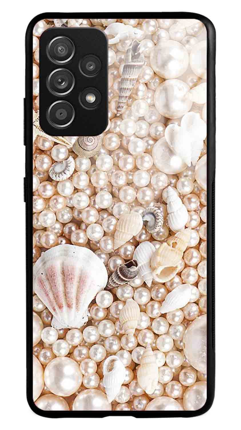 NDCOM Perlas Aesthetic Printed Glass Case Cover for Samsung Galaxy A52s 5G