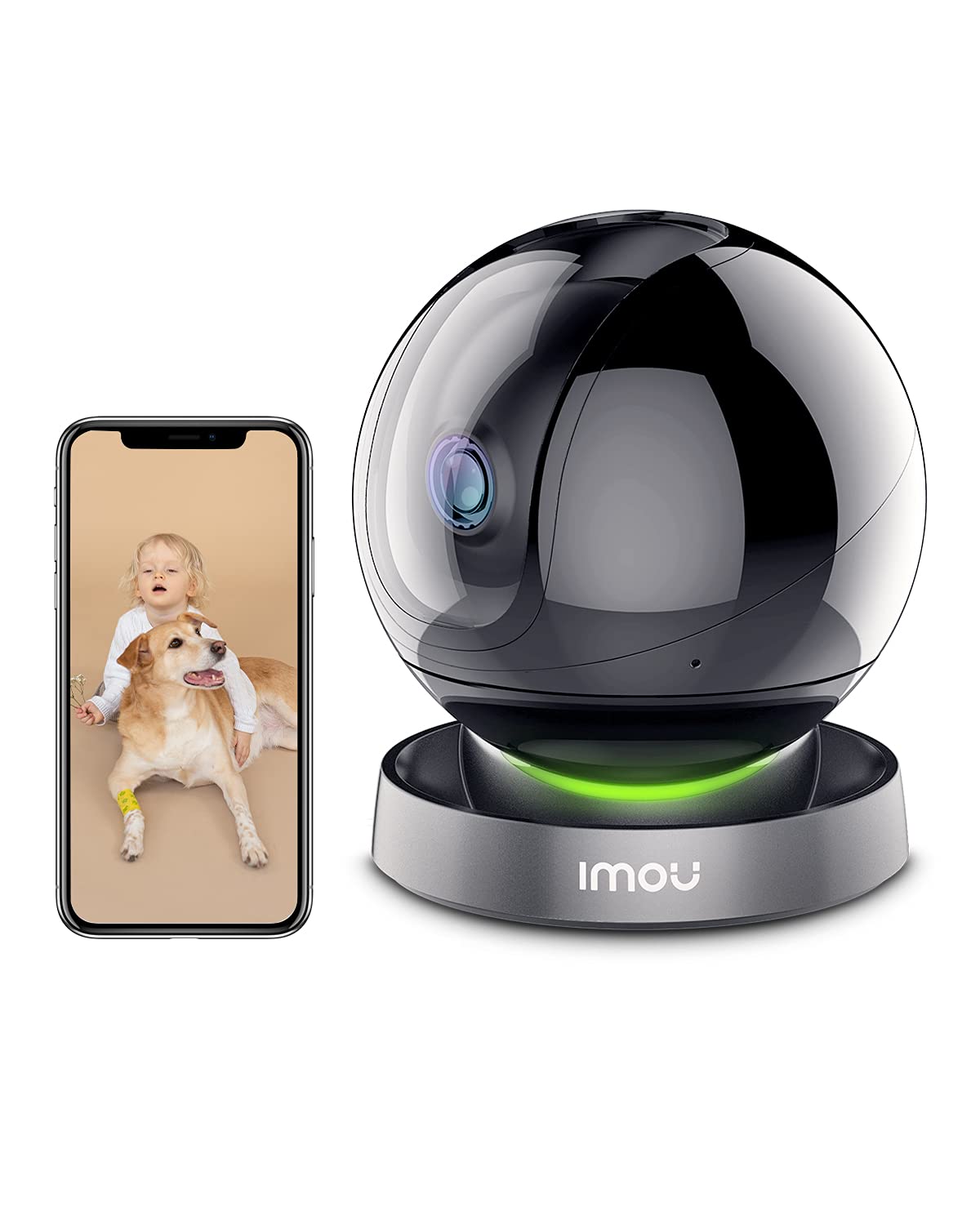 ImouHome Security Camera, 2.5K Indoor Camera Pan/Tilt, Plug-in WiFi Camera (2.4G ONLY) Baby Monitor Dog Camera with Spotlight & Siren, Night Vision, 2-Way Audio and Human Motion Detection, Rex 4MP