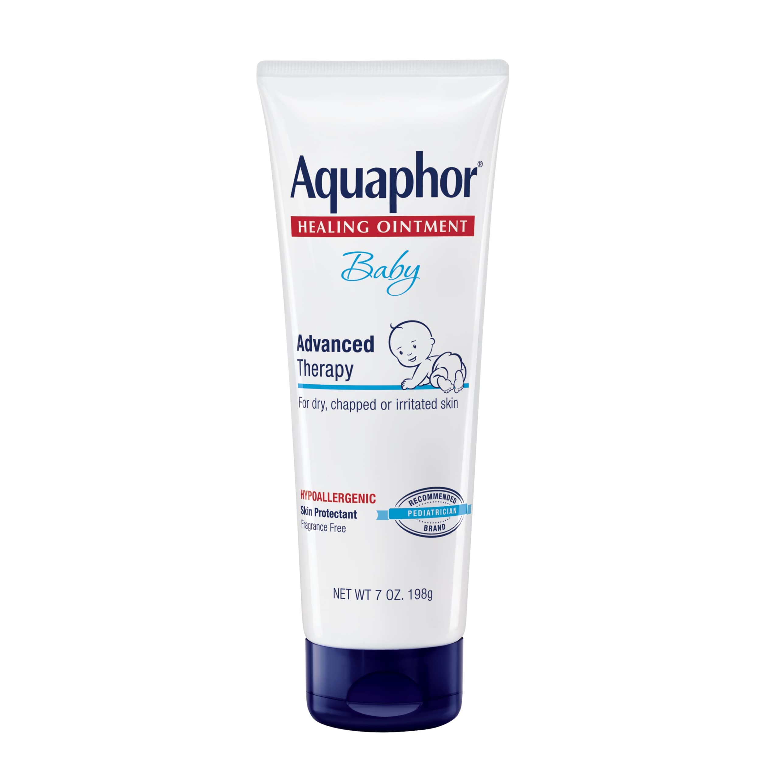 AquaphorBaby Healing Ointment Advanced Therapy Skin Protectant, Dry Skin and Diaper Rash Ointment, 7 Oz Tube