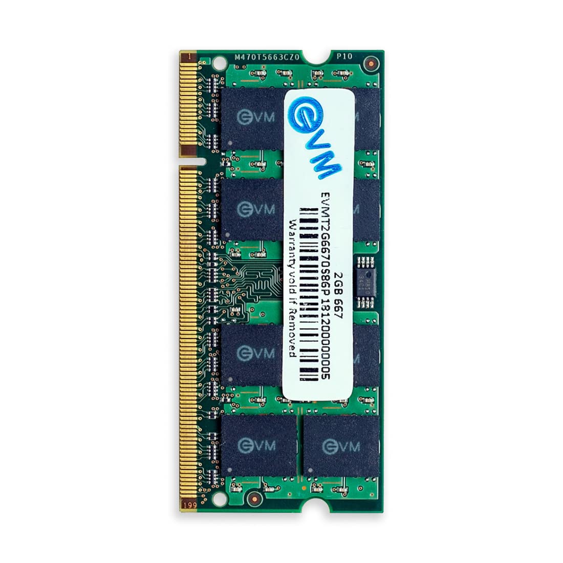 EVM 2GB DDR2 Laptop RAM 667MHz So-DIMM Memory - Boost Your Laptop's Performance with Reliable and Efficient Memory Upgrade - 10 Year Warranty (EVMT2G6670S86P)