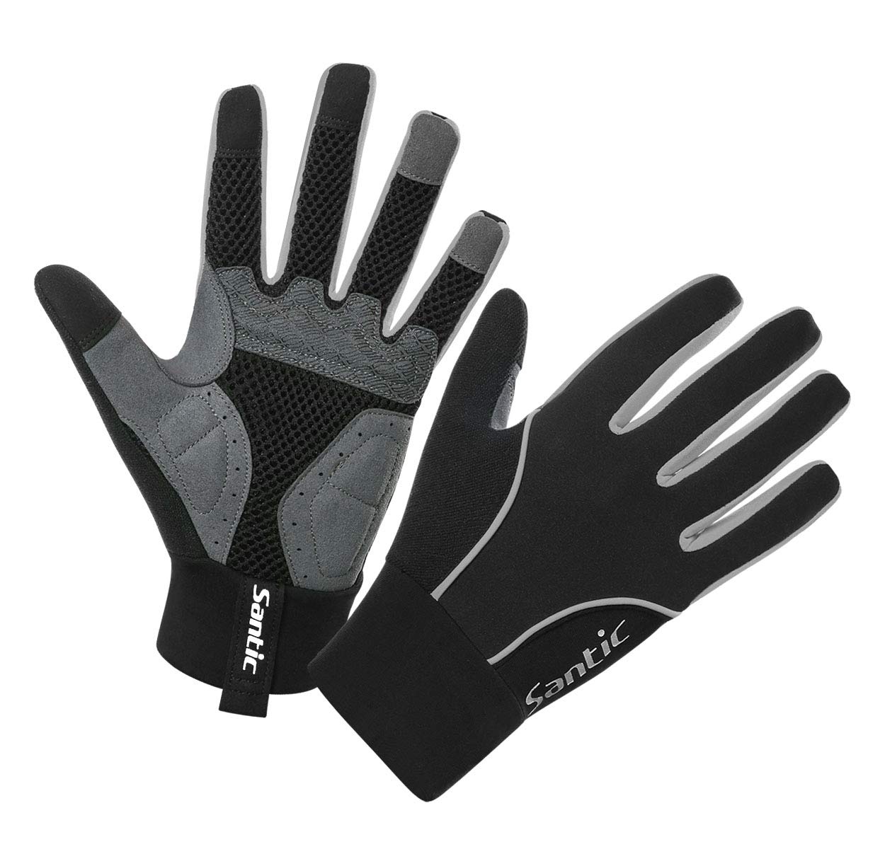 Santic Cycling Gloves Windproof Bike Bicycle Motorcycle Gloves Gel Pads Touch Screen for Women and Men