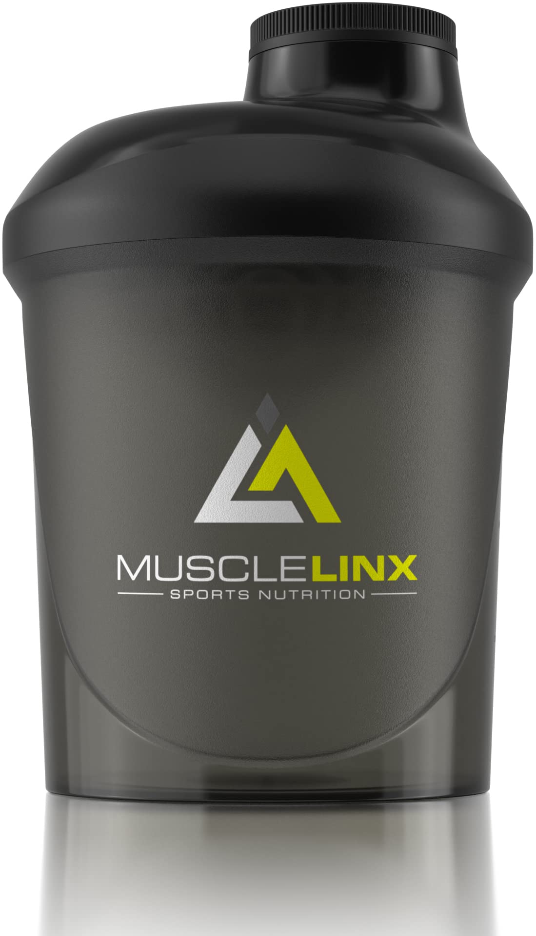 Protein shaker screw top 100% LEAK PROOF drinks bottle 400ml by Musclelinx (Black 400ml)