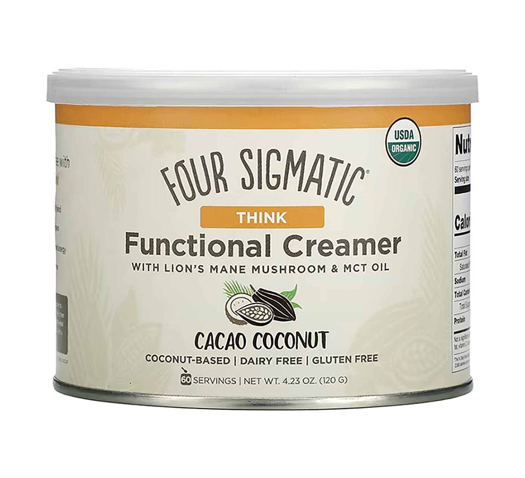 FOUR SIGMATIC THINK FUNCTIONAL CREAMER WITH LION�S MANE MUSHROOMS & MCT OIL - ORGANIC | DAIRY FREE | GLUTEN FREE - (60 SERVINGS)