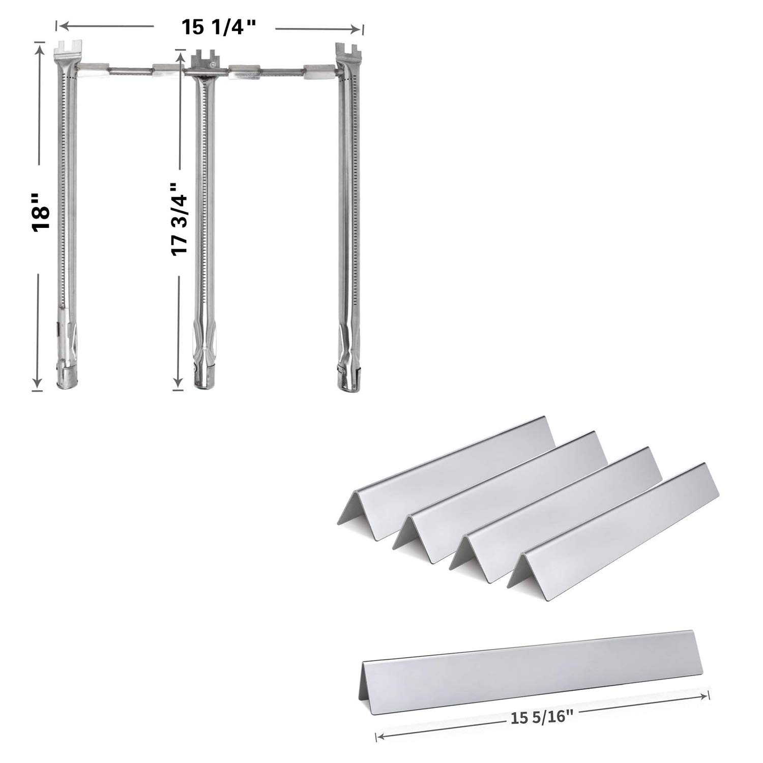 Htanch SG636 (5-Pack) SF9787 for Weber Spirit 300 Series,E310, E320, S310 and S320 (2013-2017) Stainless Steel 5 Flavorizer Bars and One Tube Burner