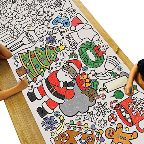 Tiny Expressions Christmas Coloring Tablecloth for Kids | Rolled, No Creases 30" x 72" Giant Coloring Poster to Color On | Christmas Activities for Kids