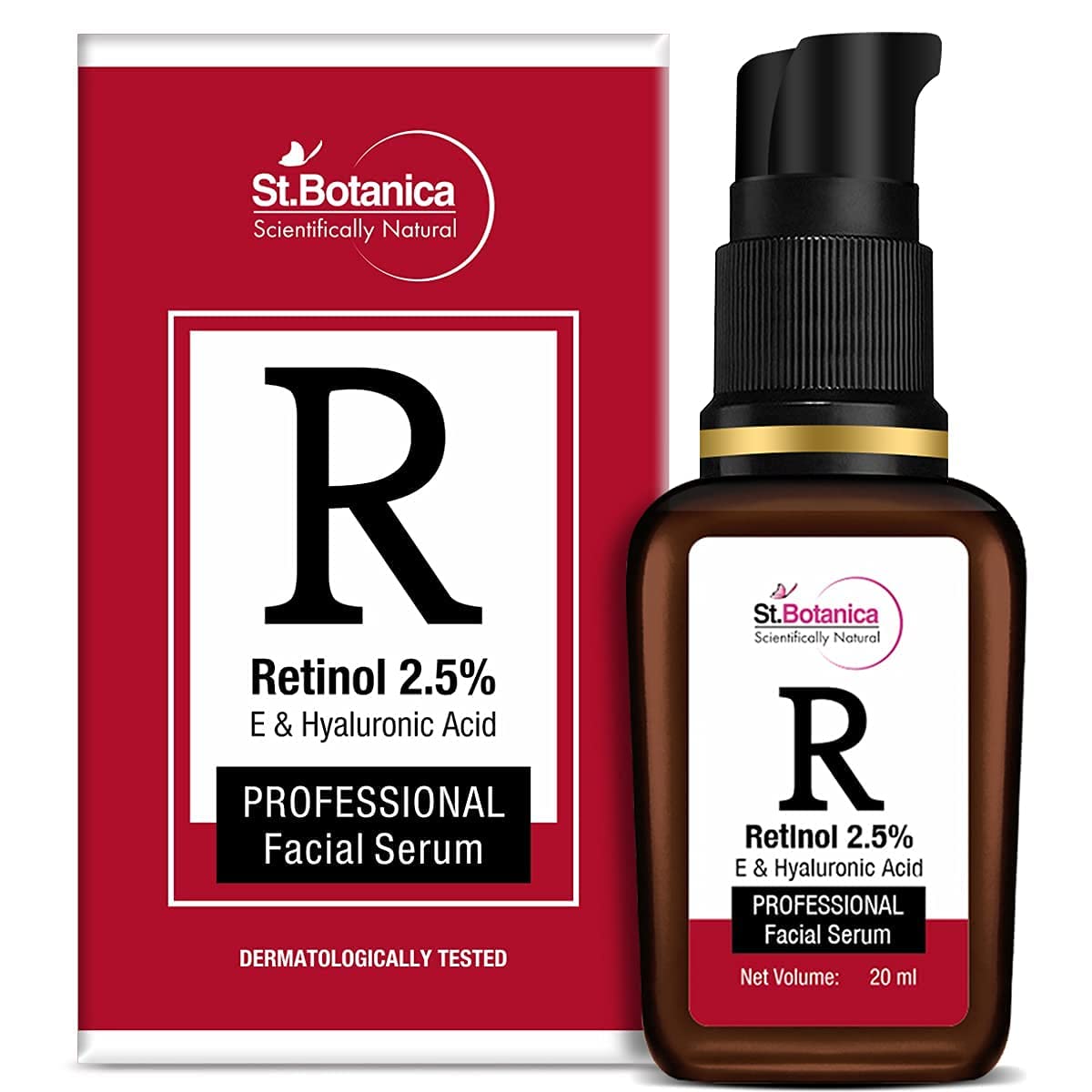 QRAStBotanica Retinol 2.5% + Hyaluronic Acid Face Serum - Anti Aging/Wrinkle Face Serum, 2000 ml