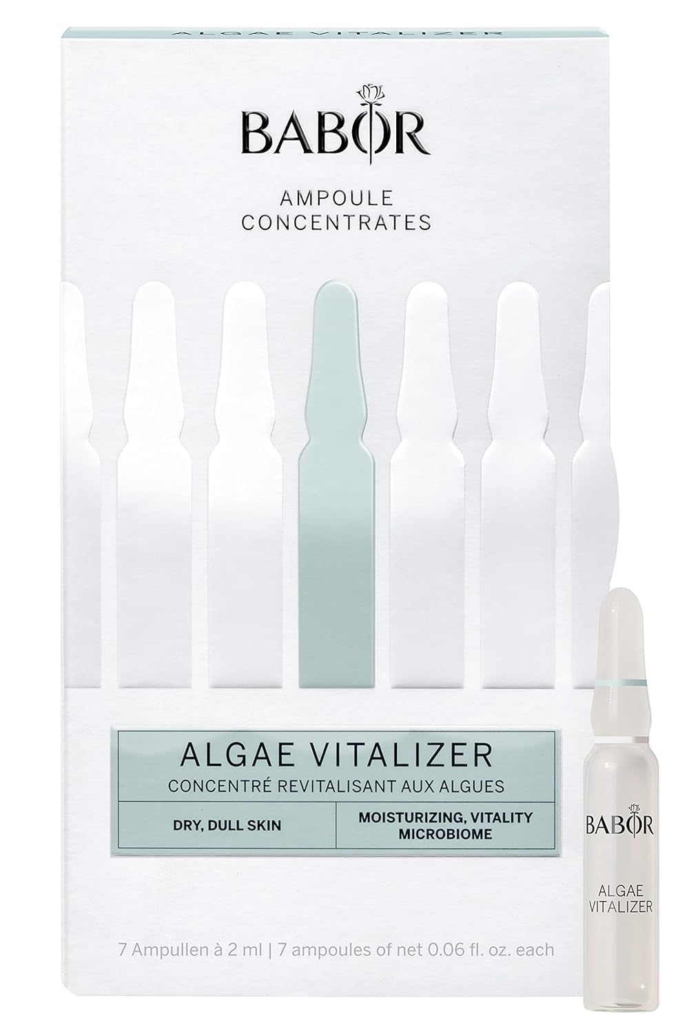 BABOR Algae Vitalizer, Serum Ampoules for the Face, with Algae Extracts for a Revitalised Complexion, Vegan Formula, Ampoule Concentrates, 7 x 2 ml