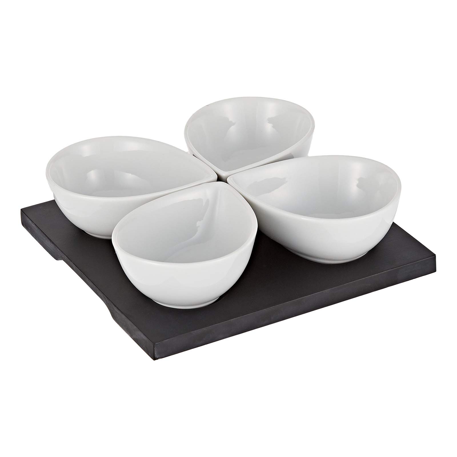 Harmony 2724623287195 Mdf Snack Bowl With Tray Set Of 5, White