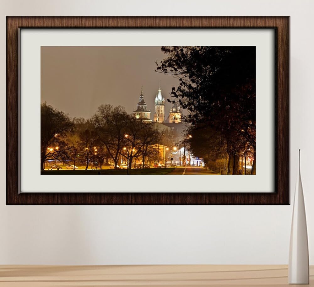 JVERF - JZZI07414 Krakow Poland Castles Wawel Night Trees Street| Self-Adhesive Painting | Frameless