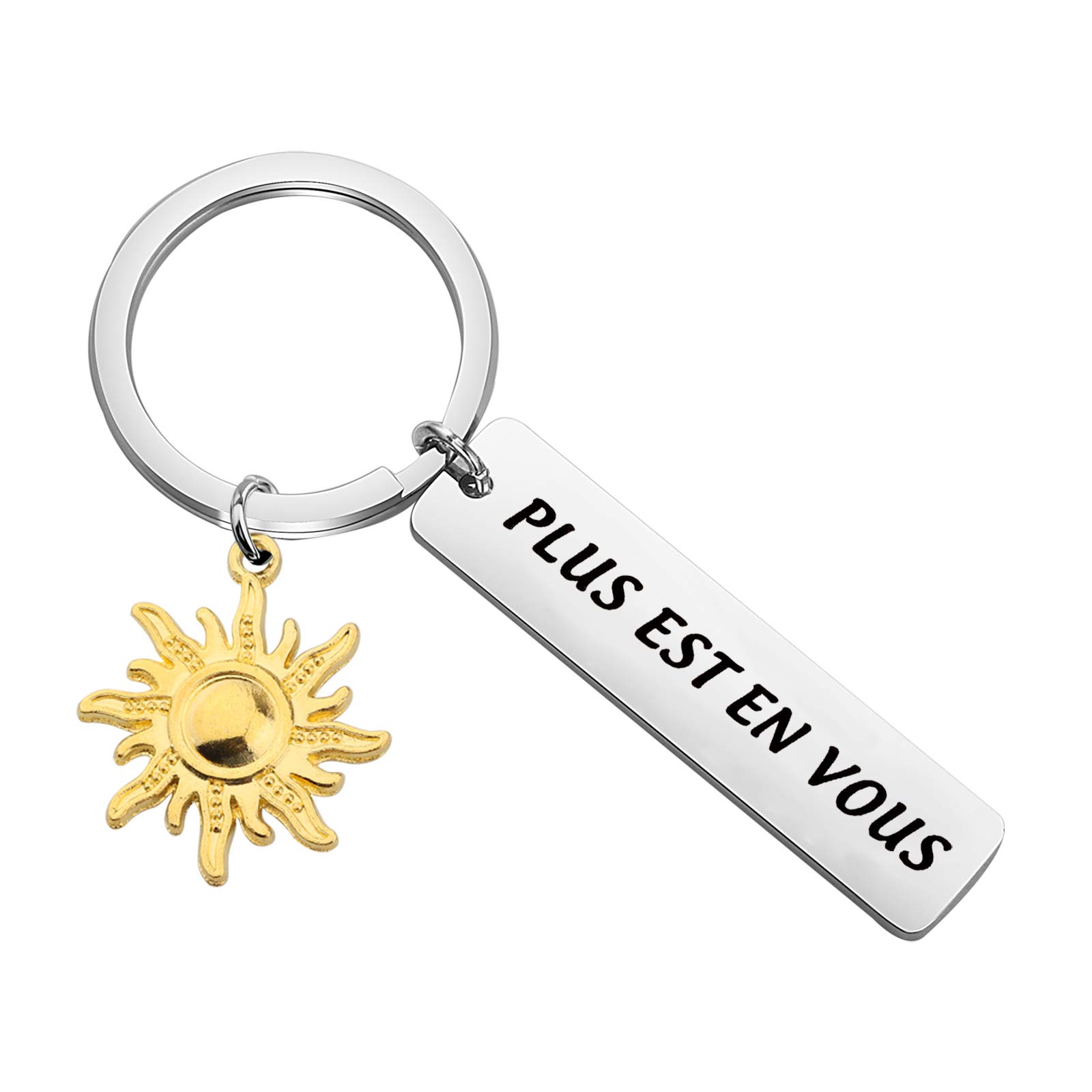 PLITI Cartoon Lover Gifts Birthday Gift for Daughter Sister Plus Est En Vous There is More in You Keychain Best Friend Inspirational Gift Friendship Jewelry with Gold Plated Sun Charm