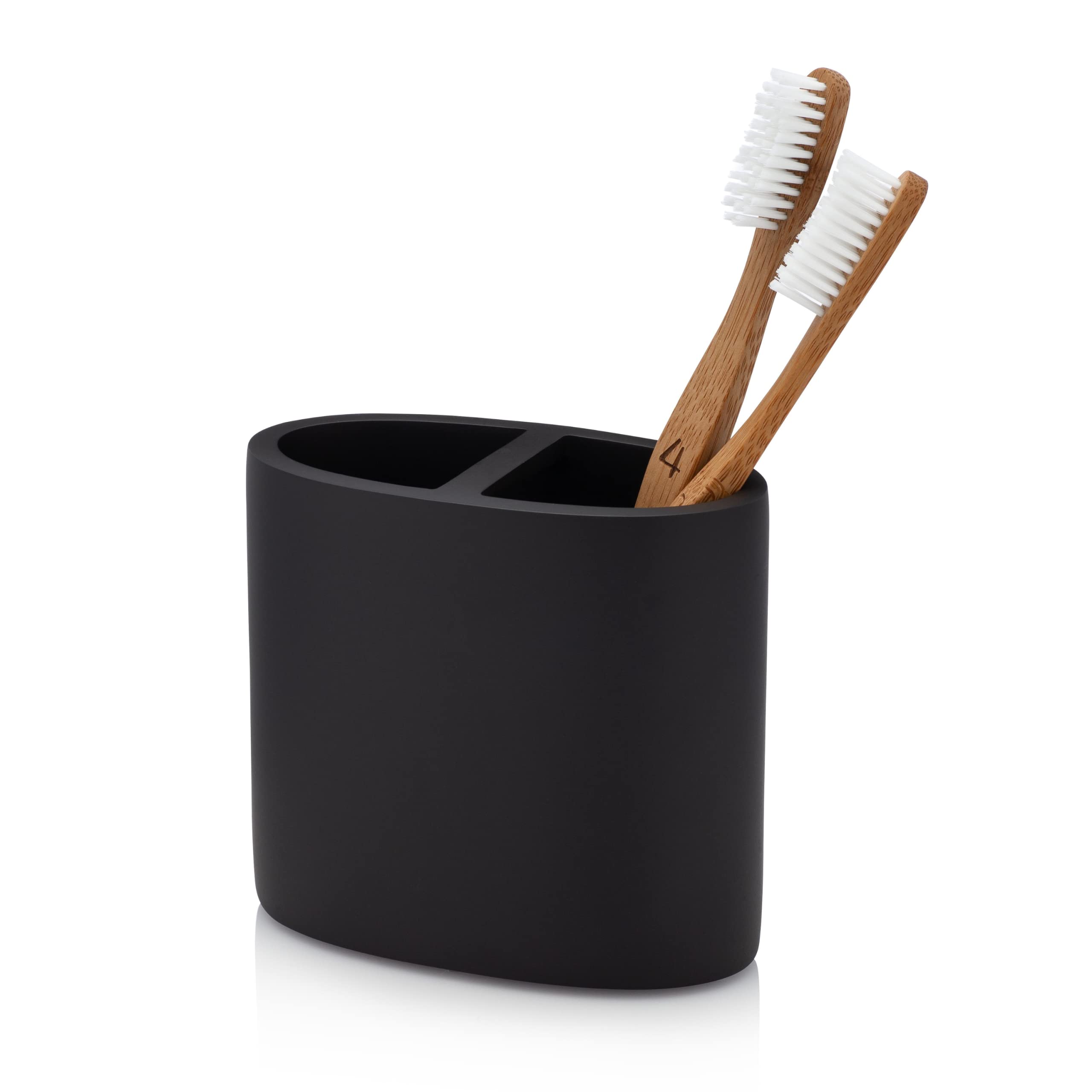 EssentraHome Matte Black Toothbrush Holder for Vanity Countertops