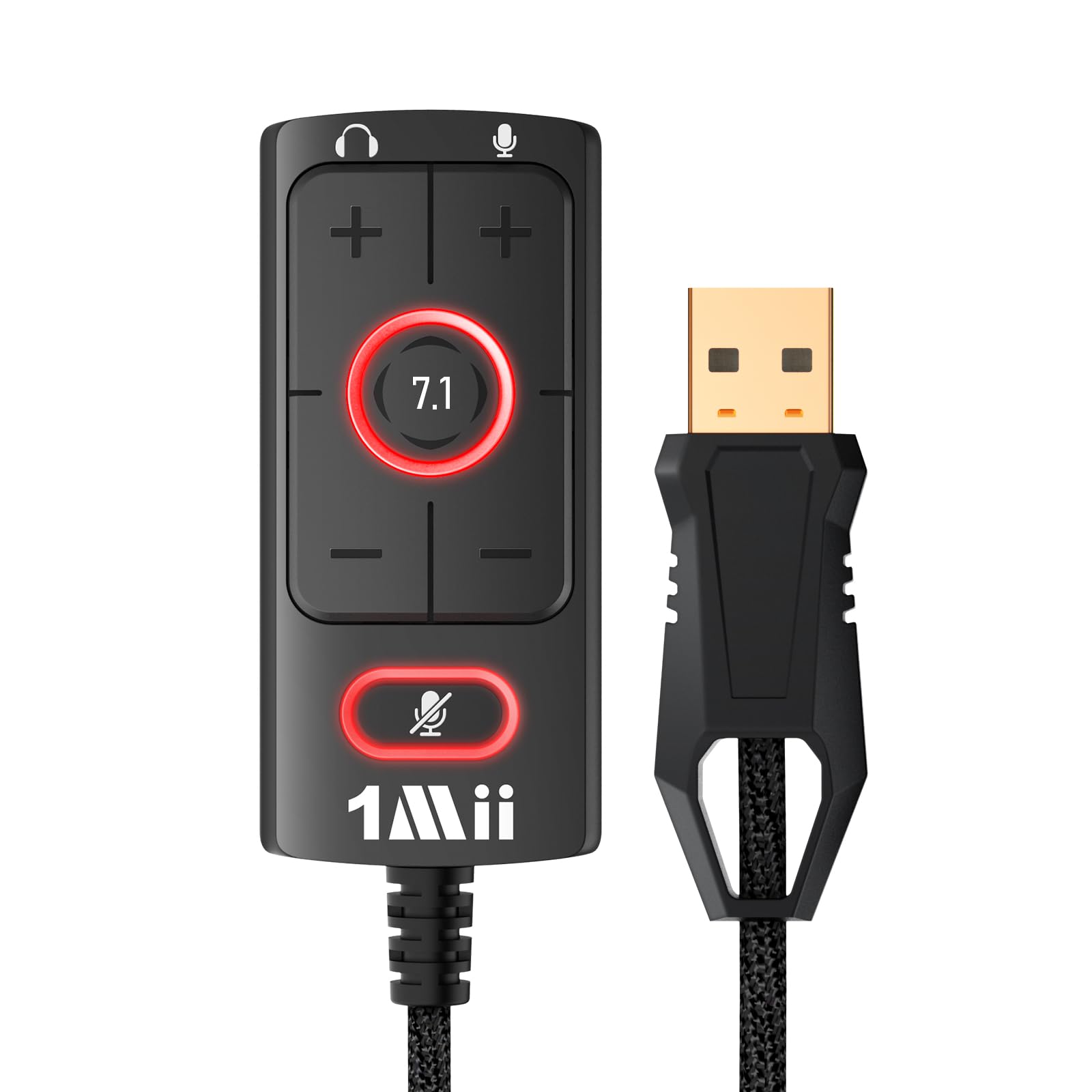 1Mii[Upgrade] USB Sound Card USB to 3.5mm Jack Audio Adapter - Virtual 7.1 Surround Sound - Works for PS4/PC/MAC/Stereo Headsets, External Sound Card No Drivers Needed Plug and Play