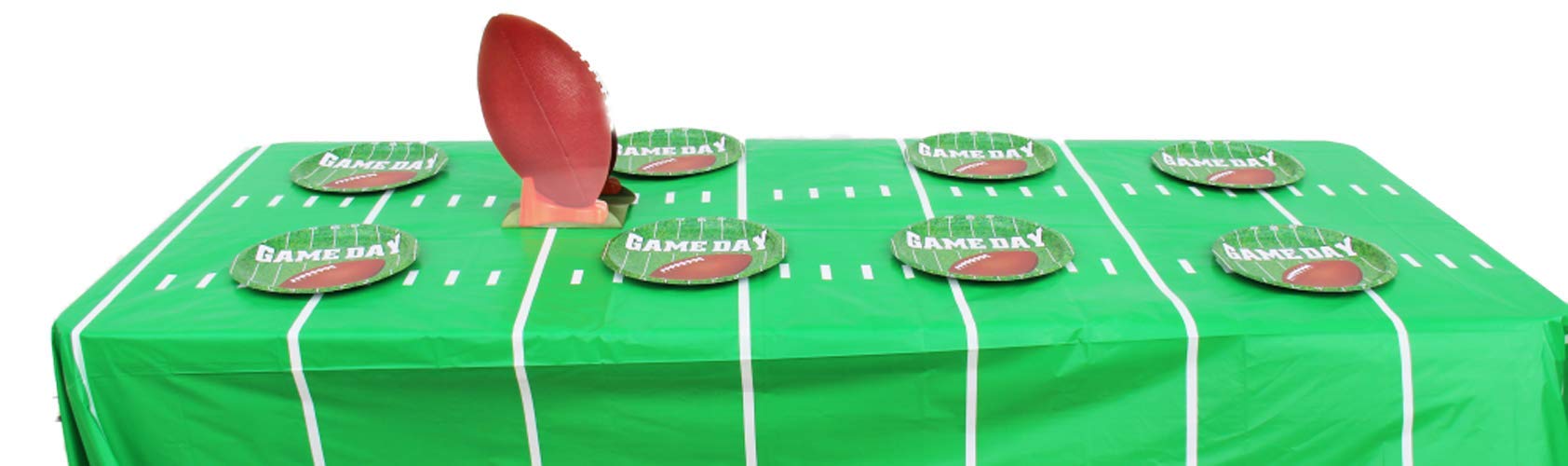 Football Theme Party Decorations Supplies Pack - Centerpiece - Plates - Field Cover Table Setting Bundle