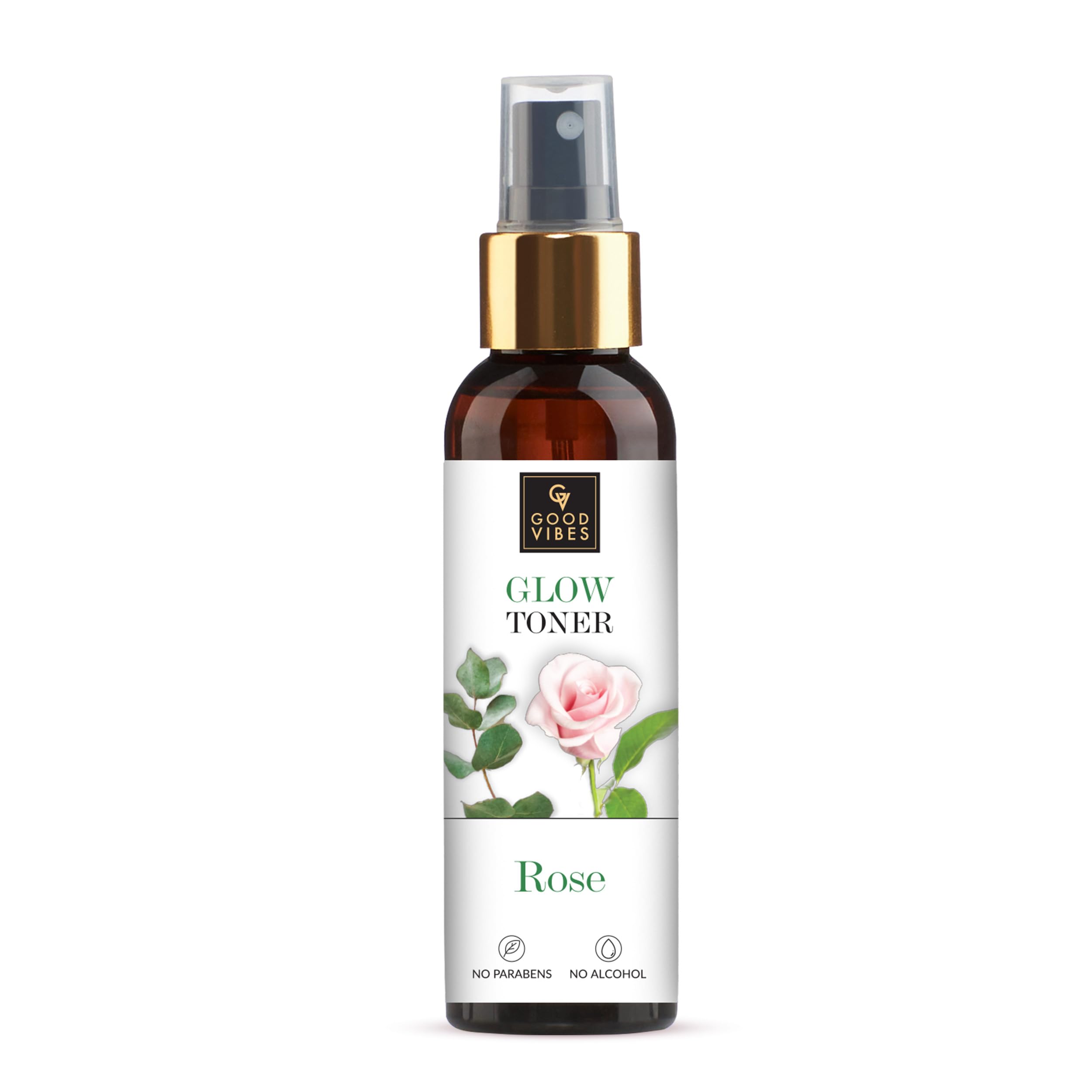 Good Vibes Rose Glow Toner 120 ml, Hydrating Light Weight Anti Ageing Nourishing Moisturizing Brightening Revitalising for All Skin Types, Natural, No Alcohol, Parabens & Sulphates, No Animal Testing