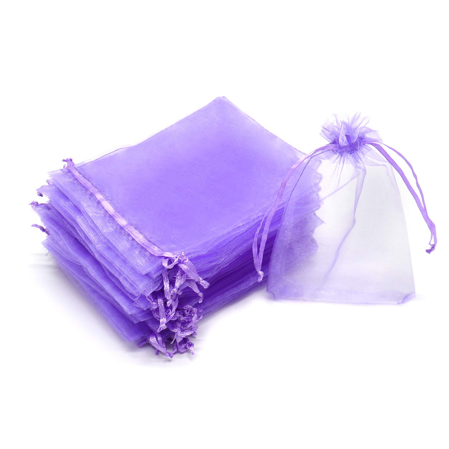 Dealglad 50pcs Organza Bags 8x12 inches Light Purple, Drawstring Jewelry Pouches Wedding Favors Gift Bags Christmas Candy Mesh Bags