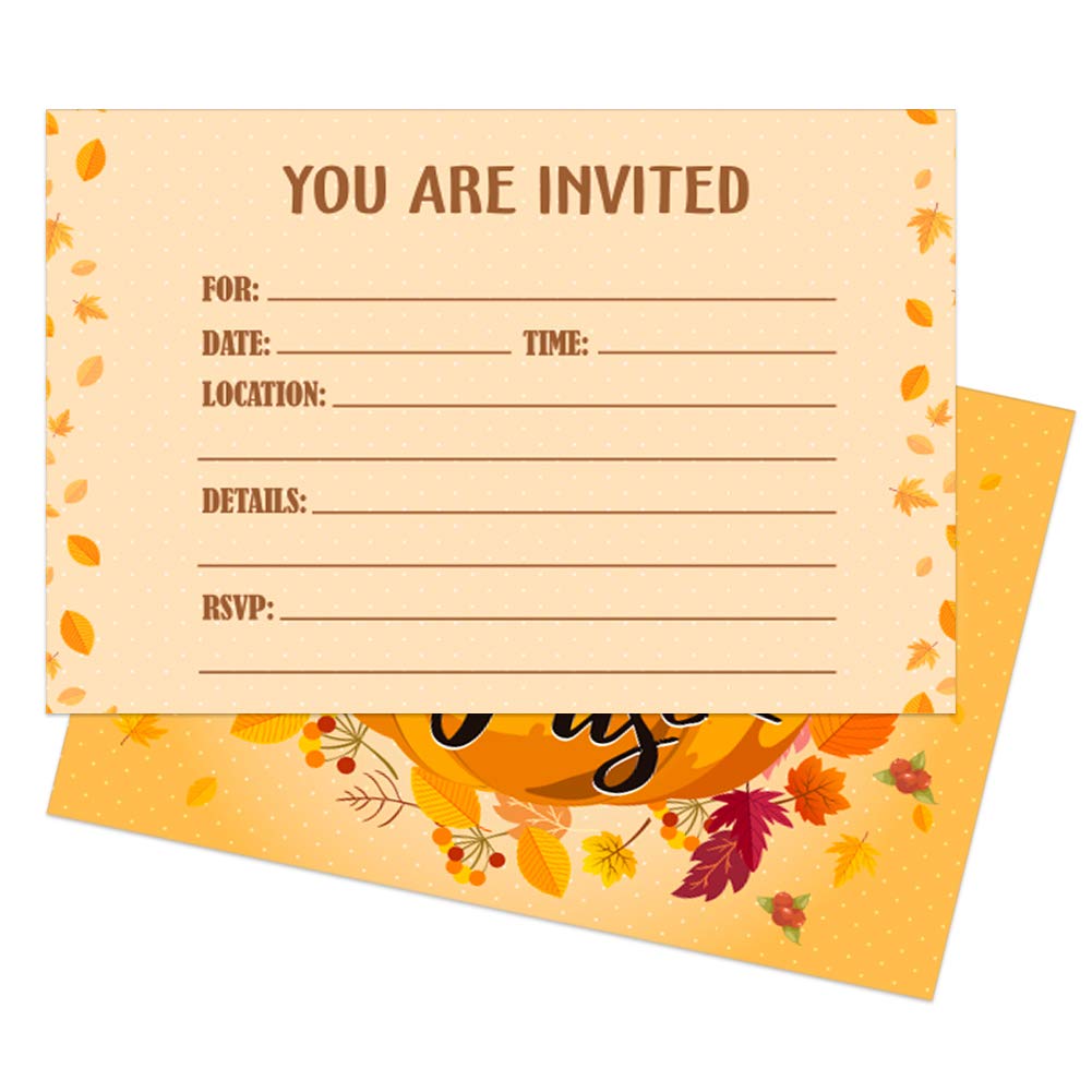 SICOHOME Fall Harvest Party Invitation Cards with Envelopes,5"x 7",12pcs Turkey Day Dinner Lunch Invite for Thanksgiving, Harvest Party, Birthday, Engagement, Bridal and Baby Shower