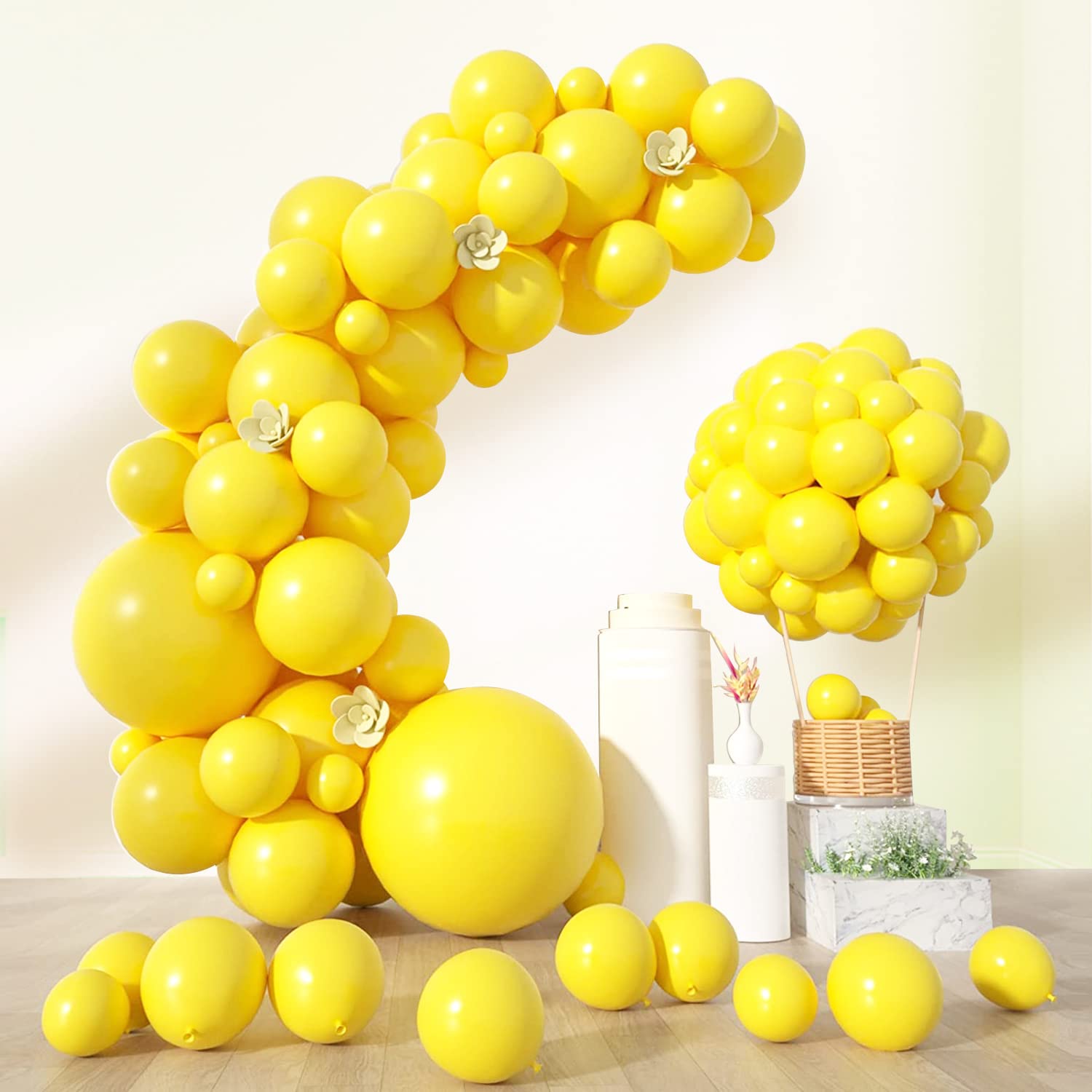 Party Propz Yellow Balloons for Decoration - 50Pcs Yellow Metallic Balloons