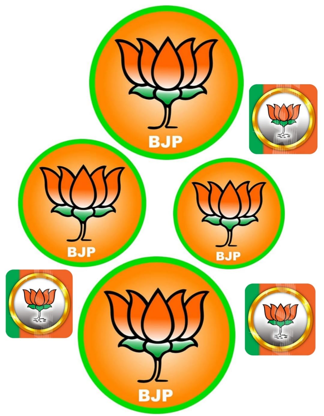 BJP STICKERS Pack Of 6 Vinyl Stickers | MULTIPURPOSE STICLERS OF BJP & MODI YOGI FANS | BJP Sticker For Home Car & Bikes