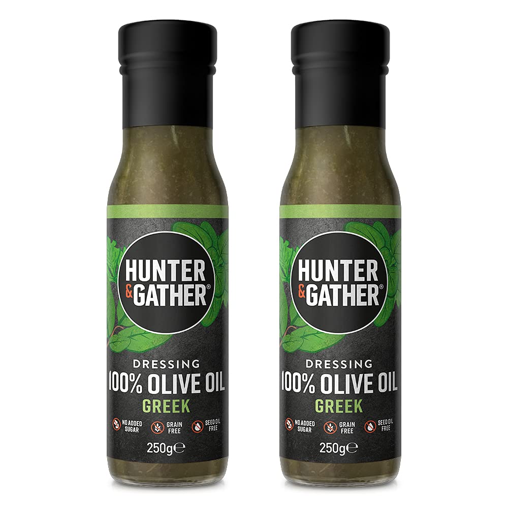 Hunter & Gather Keto Greek Salad Dressings 250ml | Always Free from Seed & Vegetable Oils | Made with 100% Pure Avocado Oil and Herbs | Keto, Low Carb, Paleo, Whole30 | Sugar and Gluten Free