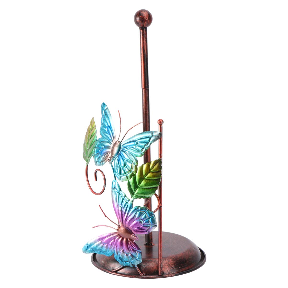 Hemoton Decorative Paper Towel Stand 3D Butterfly Figurine Iron Art Paper Napkin Roll Holder Rack Vintage Tissue Shelf Desktop Ornament for Home Kitchen