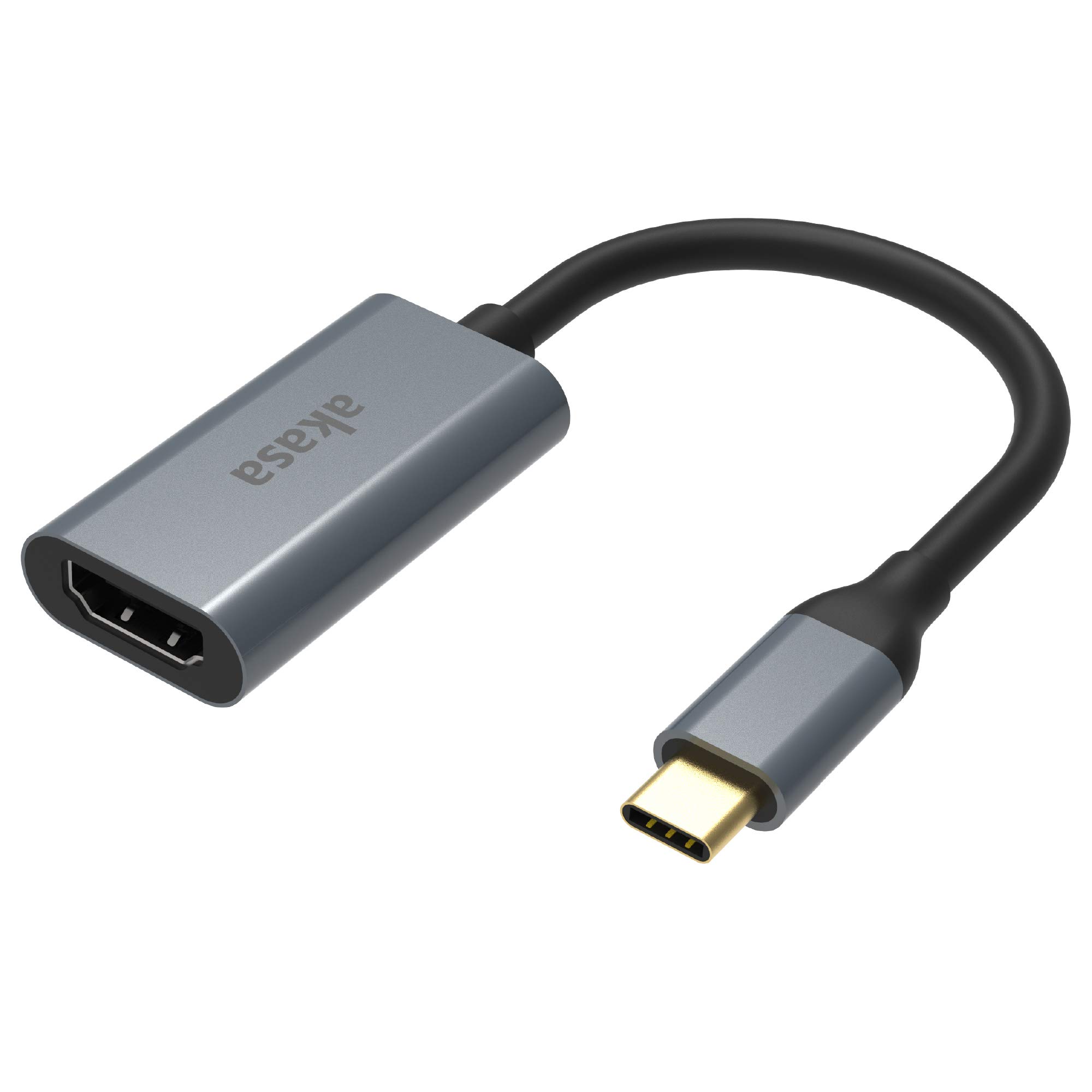 Akasa USB Type-C to HDMI Adapter | USB 3.1 | 4K UHD | Aluminium alloy | Mac OS | Windows | Space Grey | Compatible with MacBook, Dell, Lenovo and More | AK-CBCA24-18BK