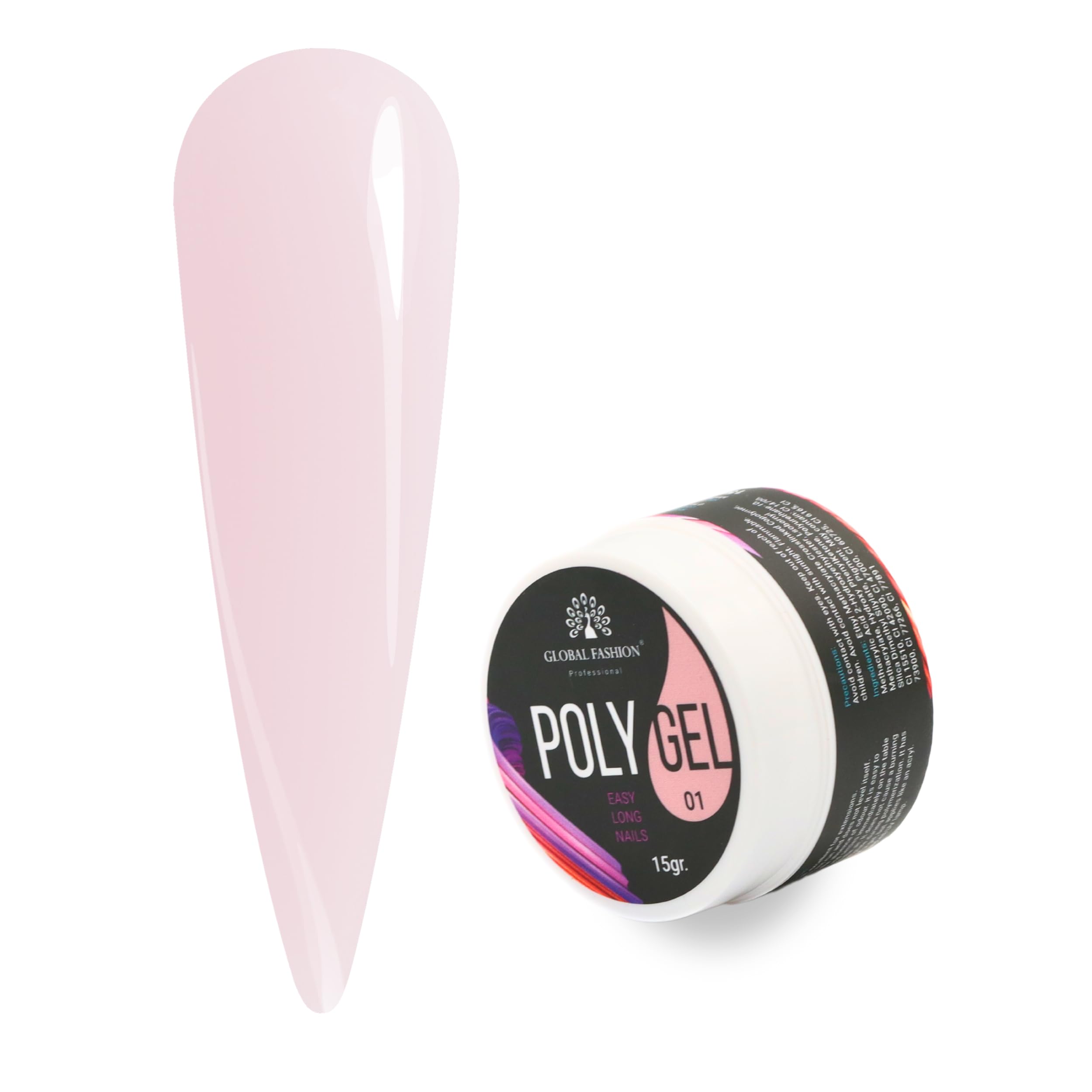 Global Fashion Polygel Nail Enhancement System - Strong, Durable, and Easy to Use - 15g | (01)