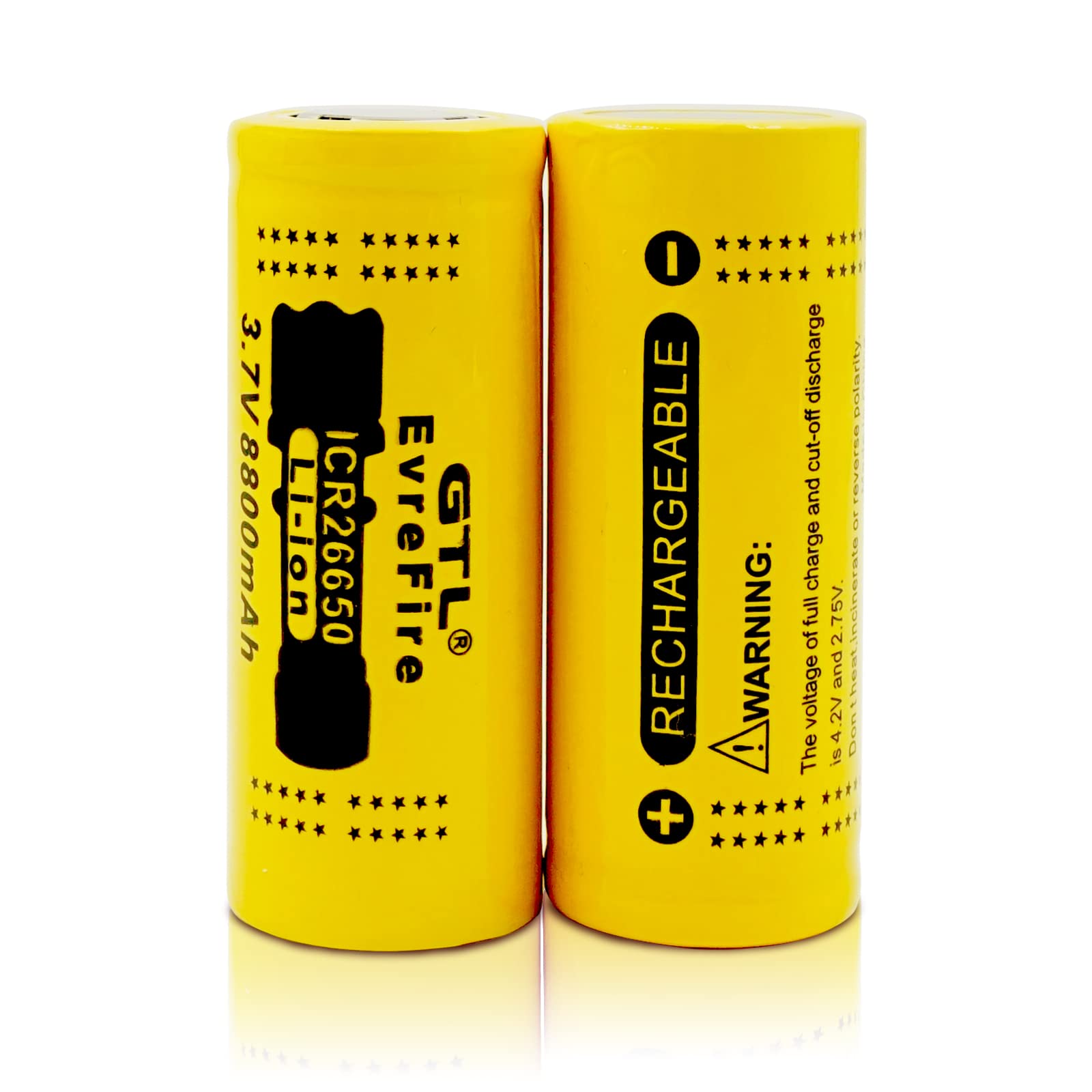 OneAndes 26650 Rechargeable Battery, 8800mah, high Capacity, 3.7 Volts 26650 Rechargeable Battery is Suitable for Electronic Devices Such as Strong Light flashlights