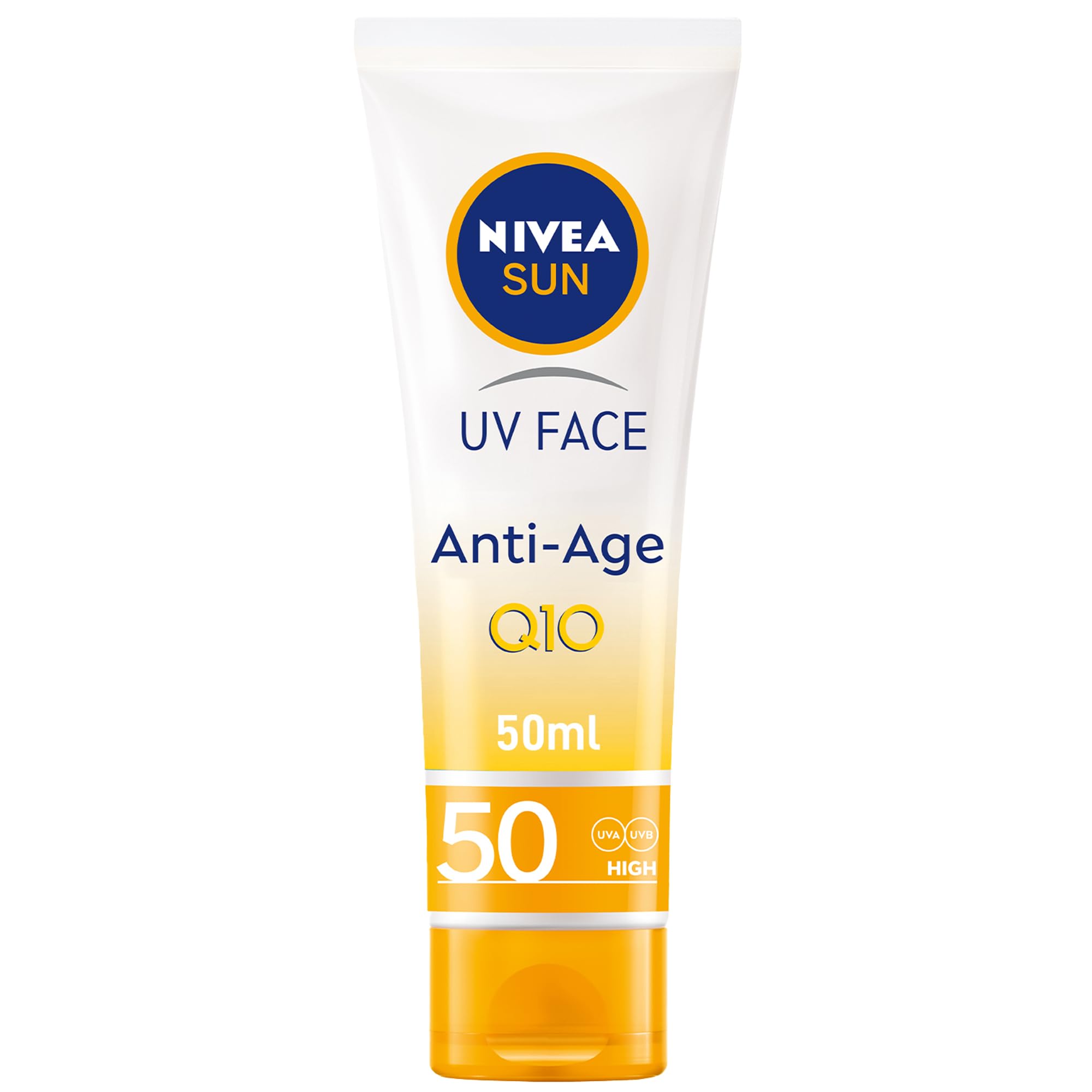 NIVEASUN Face Cream, SPF 50, High UVA and UVB Protection, with Q10 Technology, Anti-Age, Water Resistant, Non-Greasy, 50ml