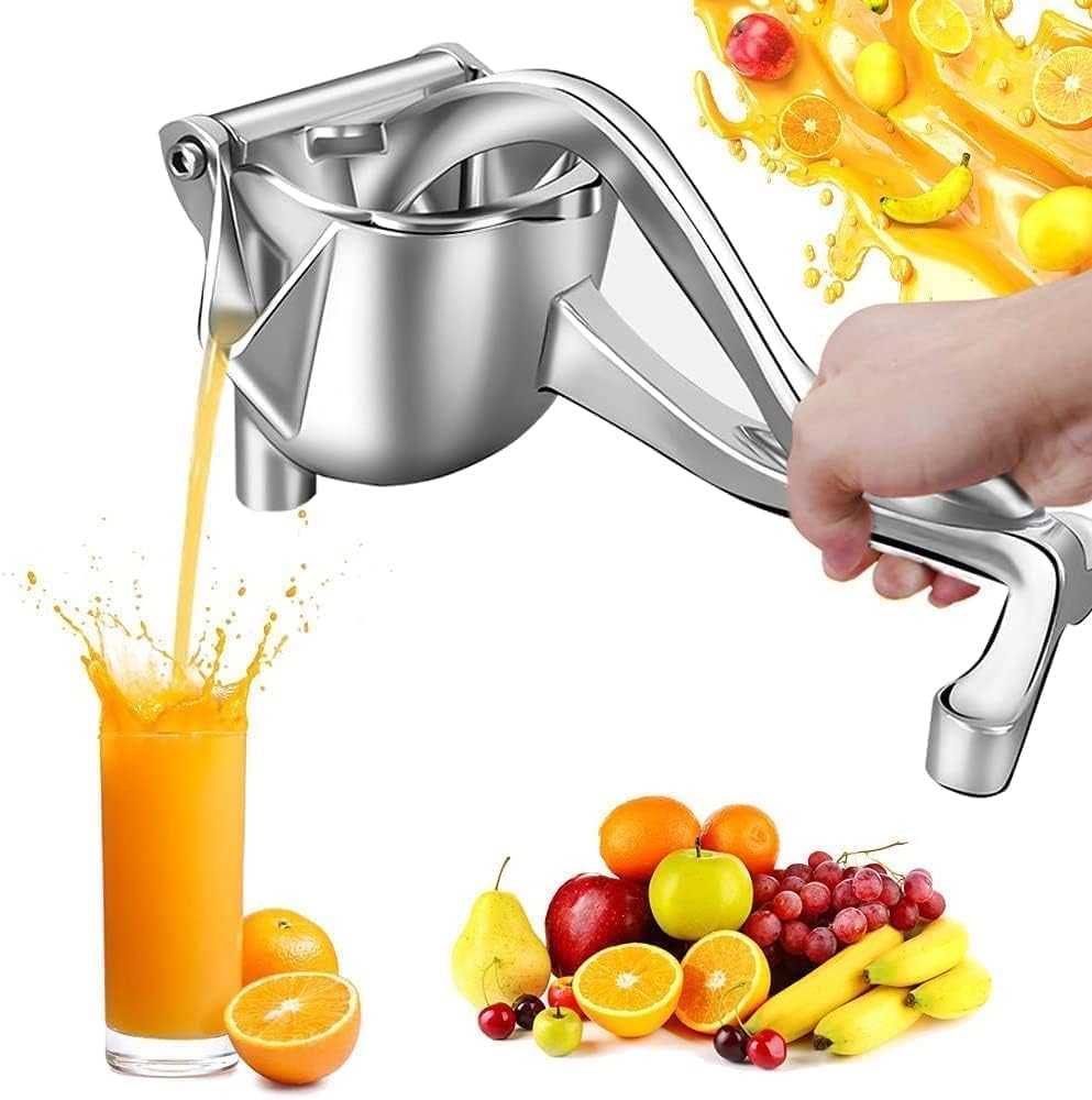 WOWBOX Aluminum Manual Fruit Juicer Hand juicer, Instant Vegetables & Fruit Mixer Orange, Watermelon, Lemon Squeezer, Hand Press Juice Machine For Home (Silver)