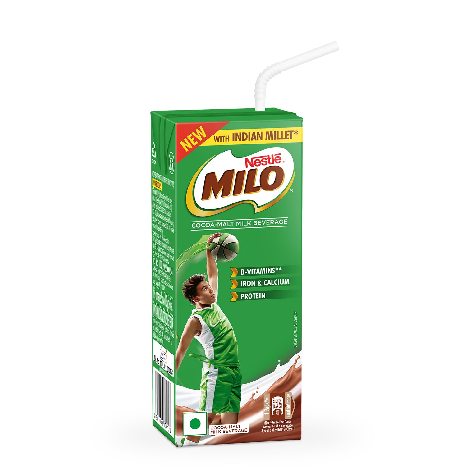 MILO Ready to Drink, Liquid Health Drink with Millets- (Chocolate Flavour) 180Ml, Tetra Pack