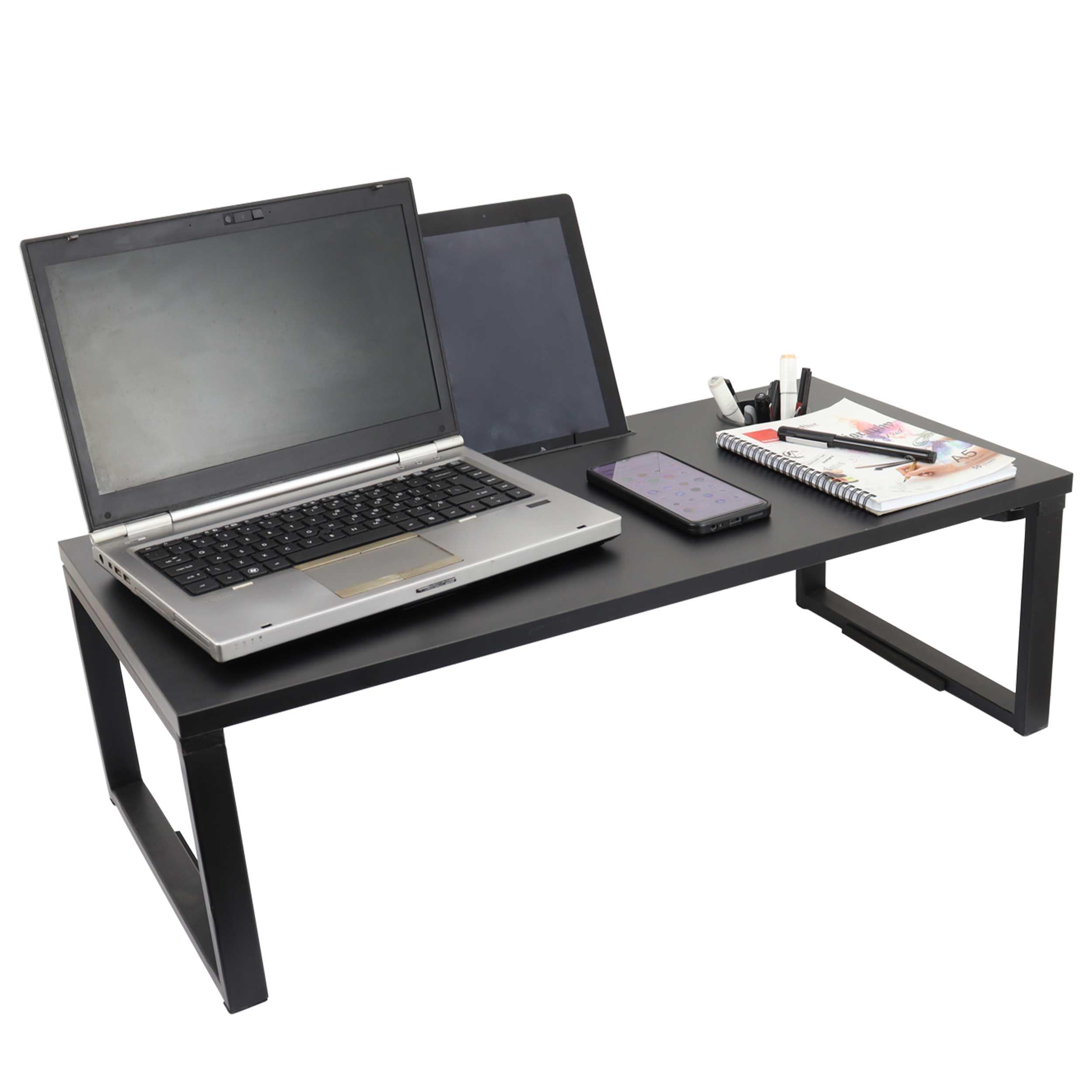 Isomars Bed Desk/Floor Desk 76cm x 35.5cm (30" x 14") Laptop Study Table for Work from Home, Online Classes, Card Games and Kid's Activities (Black)