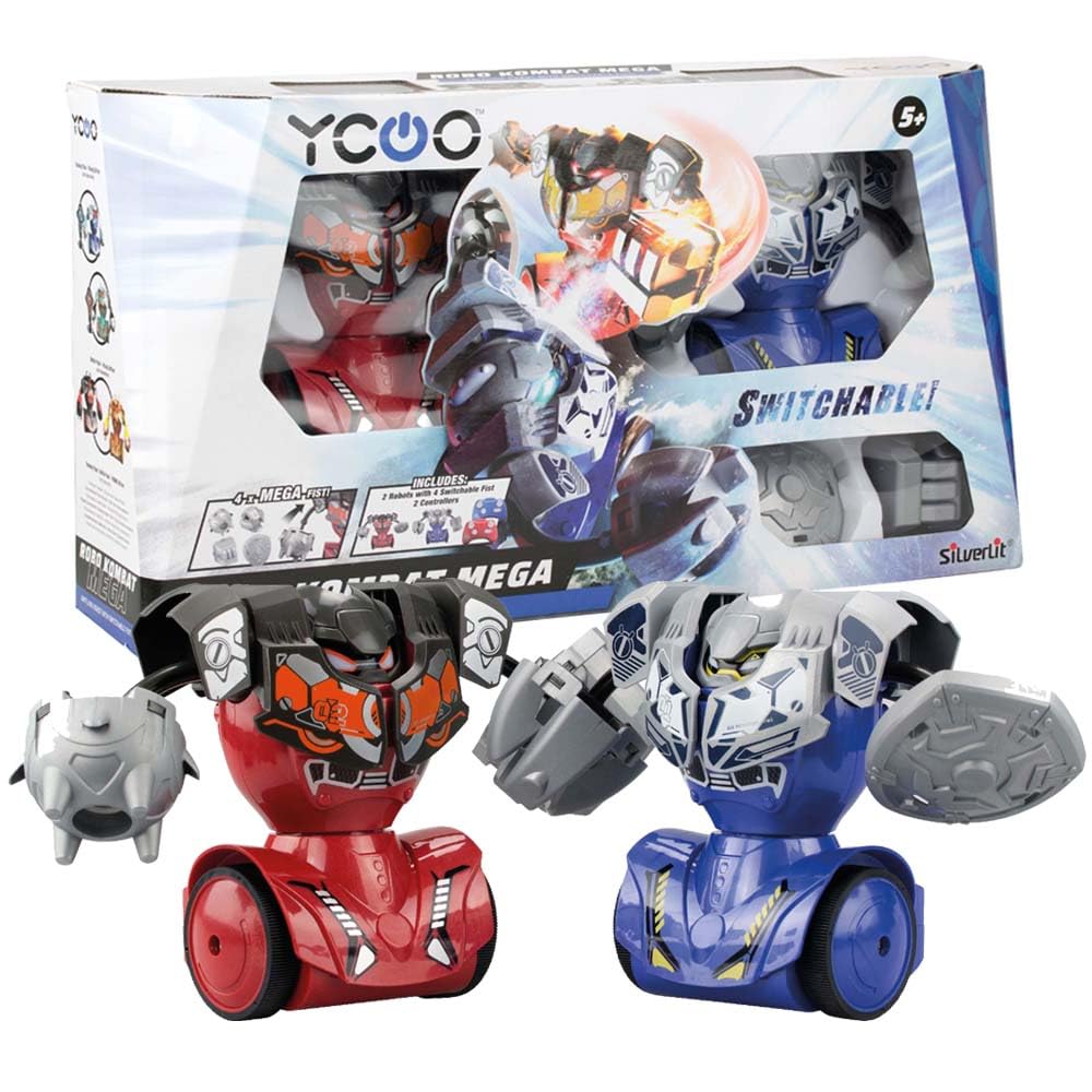 YCOO 2 x Kombat Mega Robot Remote Control 16 cm Interchangeable Barrels Toy with Sound Effects Ages 5+ 88068