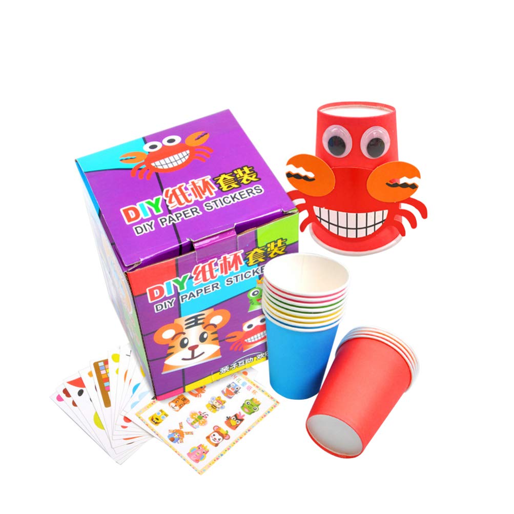 Mumoo Bear 24pcs Paper Cup Craft Preschool Crafts Toys Origami for Kids Paper Crafts Paper Sticker Fun Crafts Diy Paper Craft Cup Stickers Crafts for Arts Kit Christmas Toddler Disposable Cup