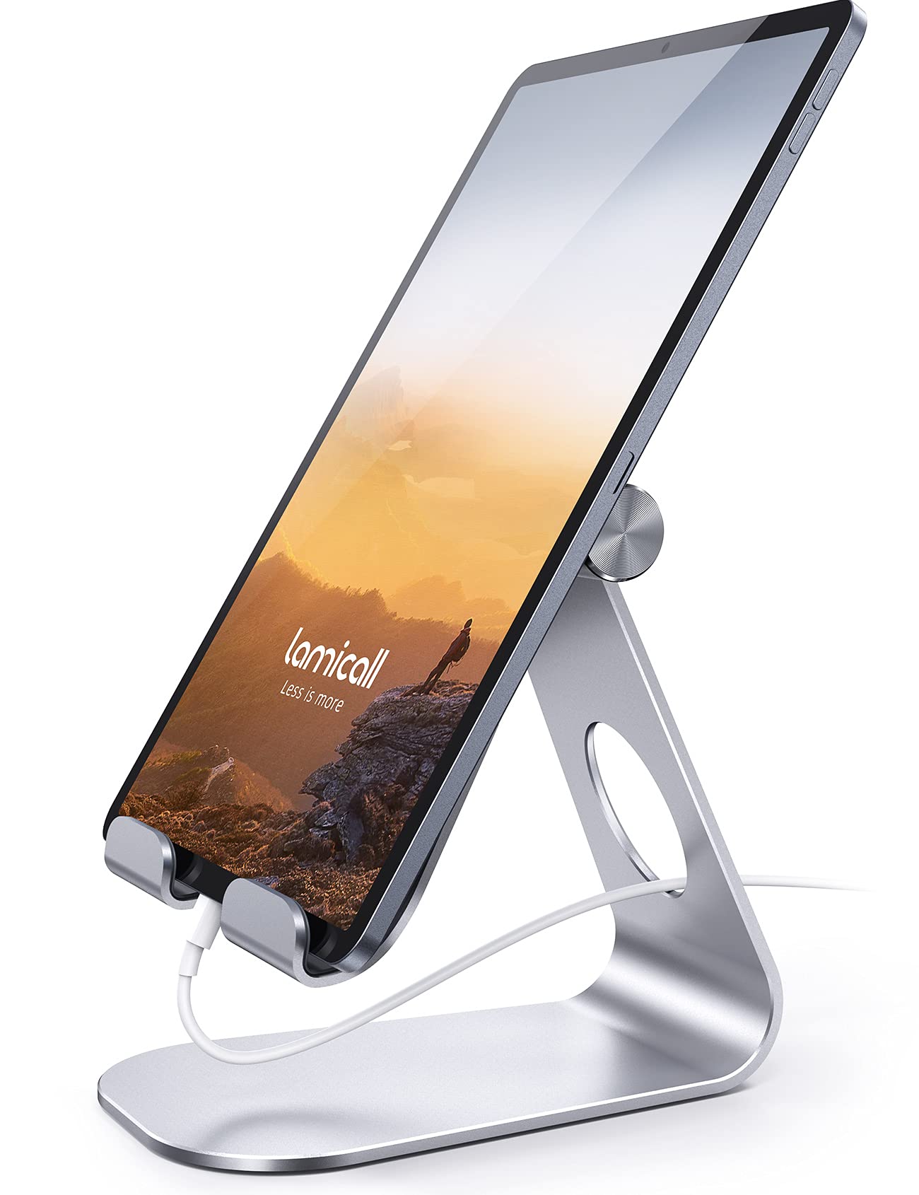 Lamicall Tablet Stand, Adjustable Tablet Holder - Desktop Stand Dock Holder Compatible with 4-13" Tablet Such as iPad Pro 11, 9.7, 10.5, 12.9 Air Mini 4 3 2, Kindle, Nexus, Tab, Silver