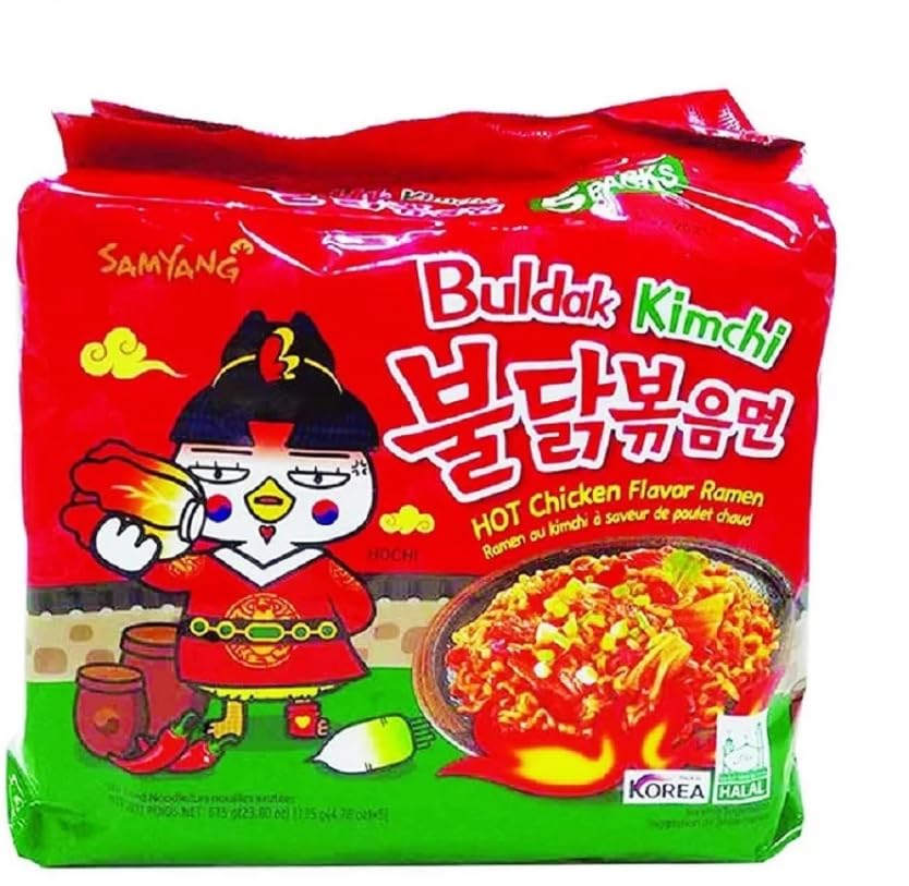 Samyang Kimchi Noodles - Hot Chicken Flavor - Ramen Buldak Spicy Noodles - Ideal Choice for Your Evening Snack or Anytime Hunger (Pack of 1)